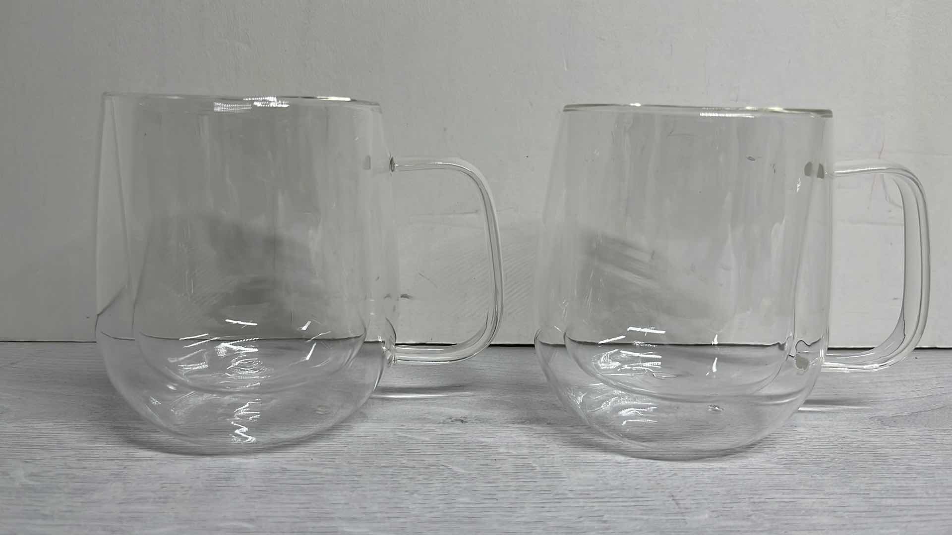 Photo 1 of DOUBLE WALL GLASS HEAT RESISTANT COFFEE MUGS (2)