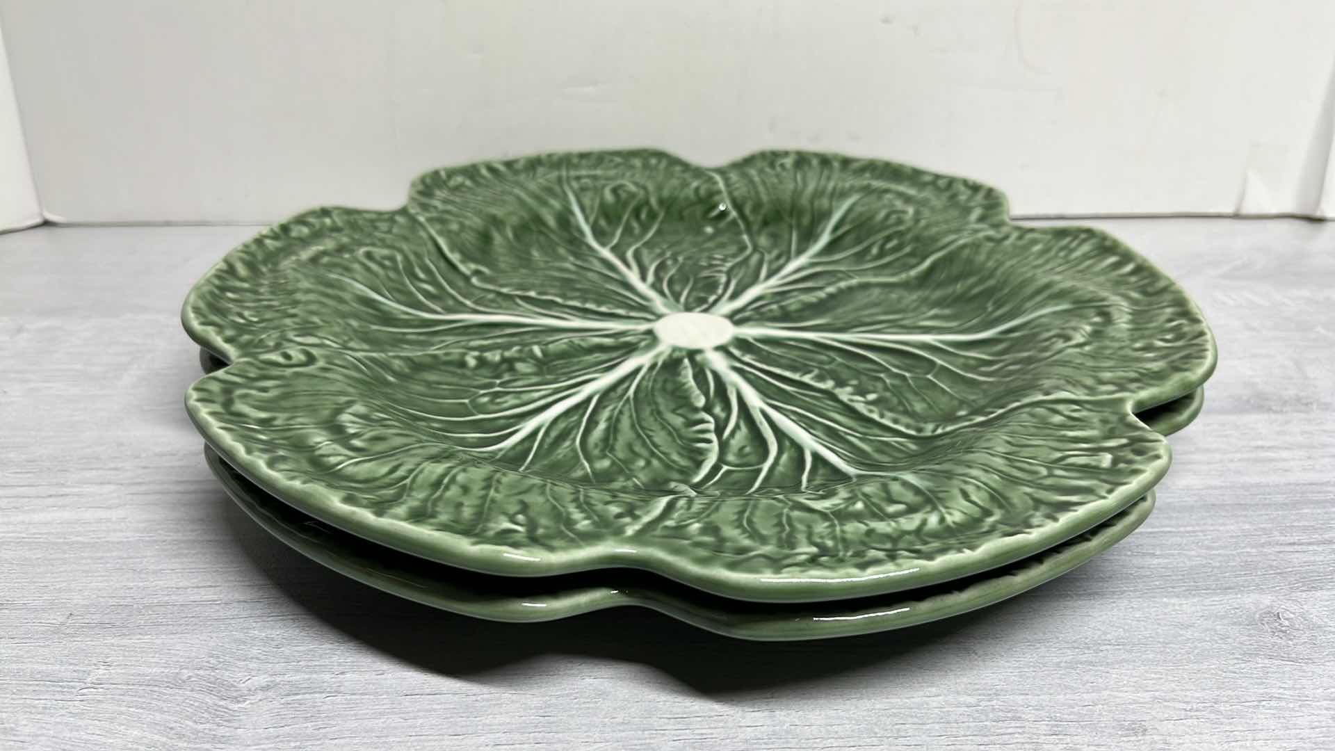 Photo 2 of BORDALLO PINHEIRO CABBAGE 12” CHARGER PLATE (2)