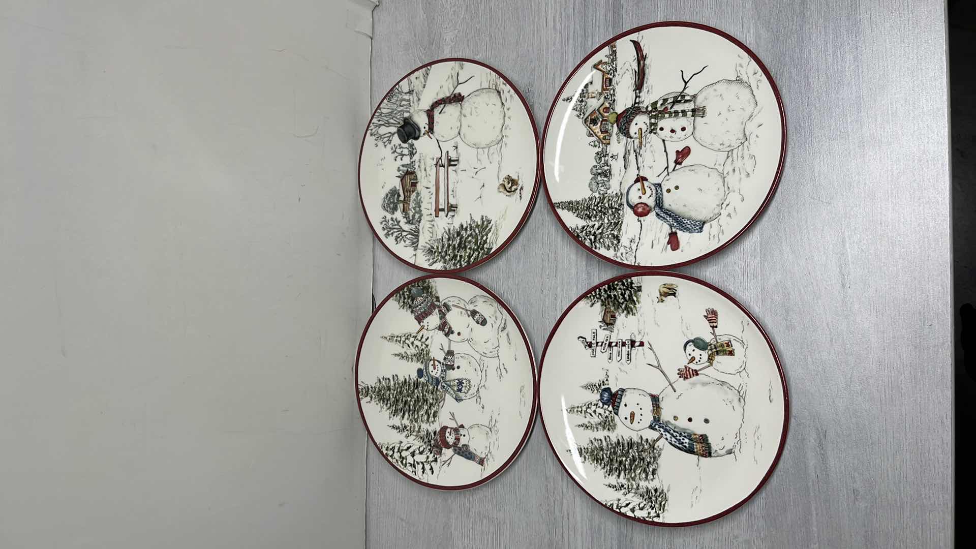 Photo 1 of WILLIAMS SONOMA SNOWMAN COLLECTION 8” SALAD PLATES (12)