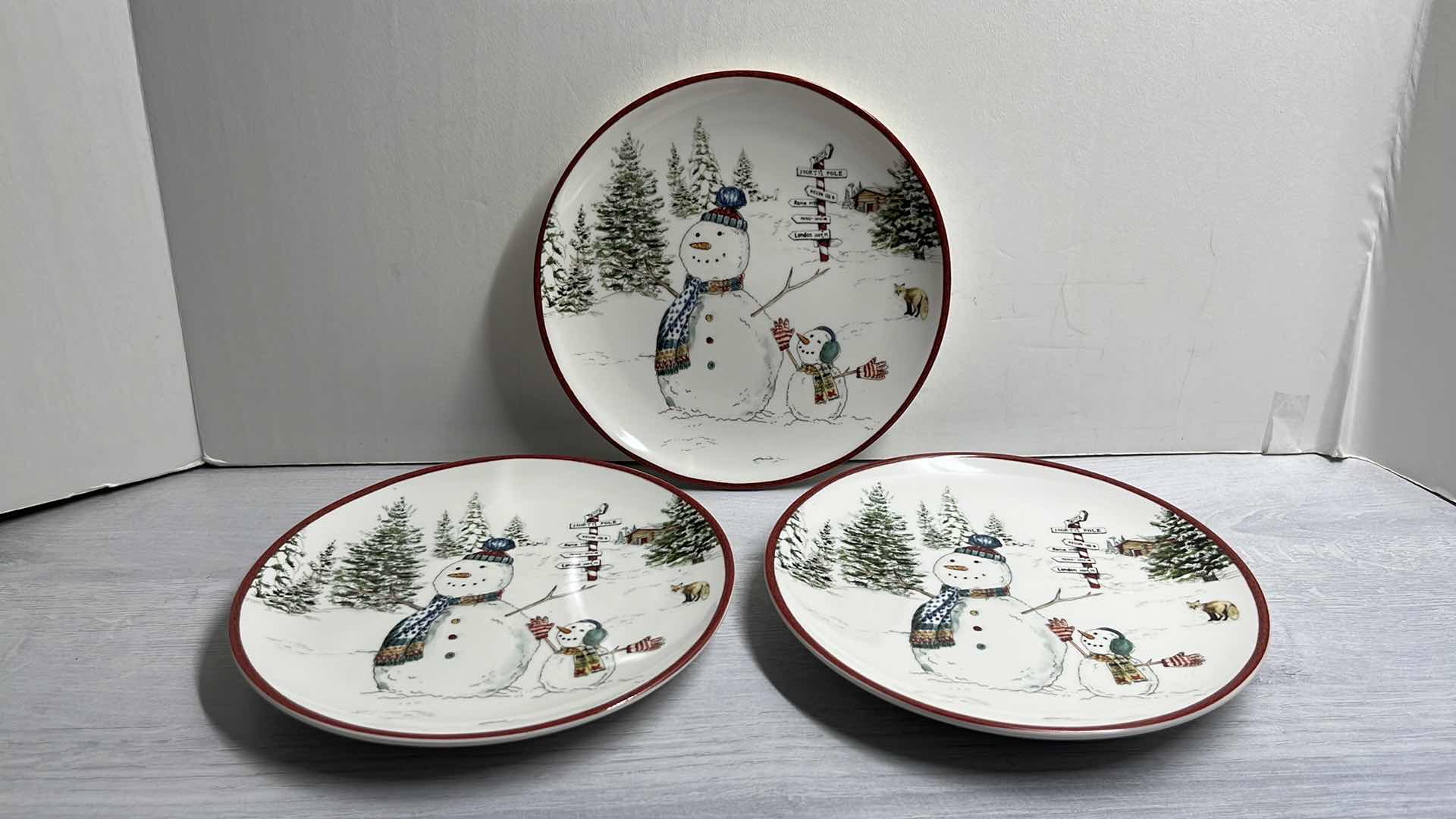 Photo 3 of WILLIAMS SONOMA SNOWMAN COLLECTION 8” SALAD PLATES (12)