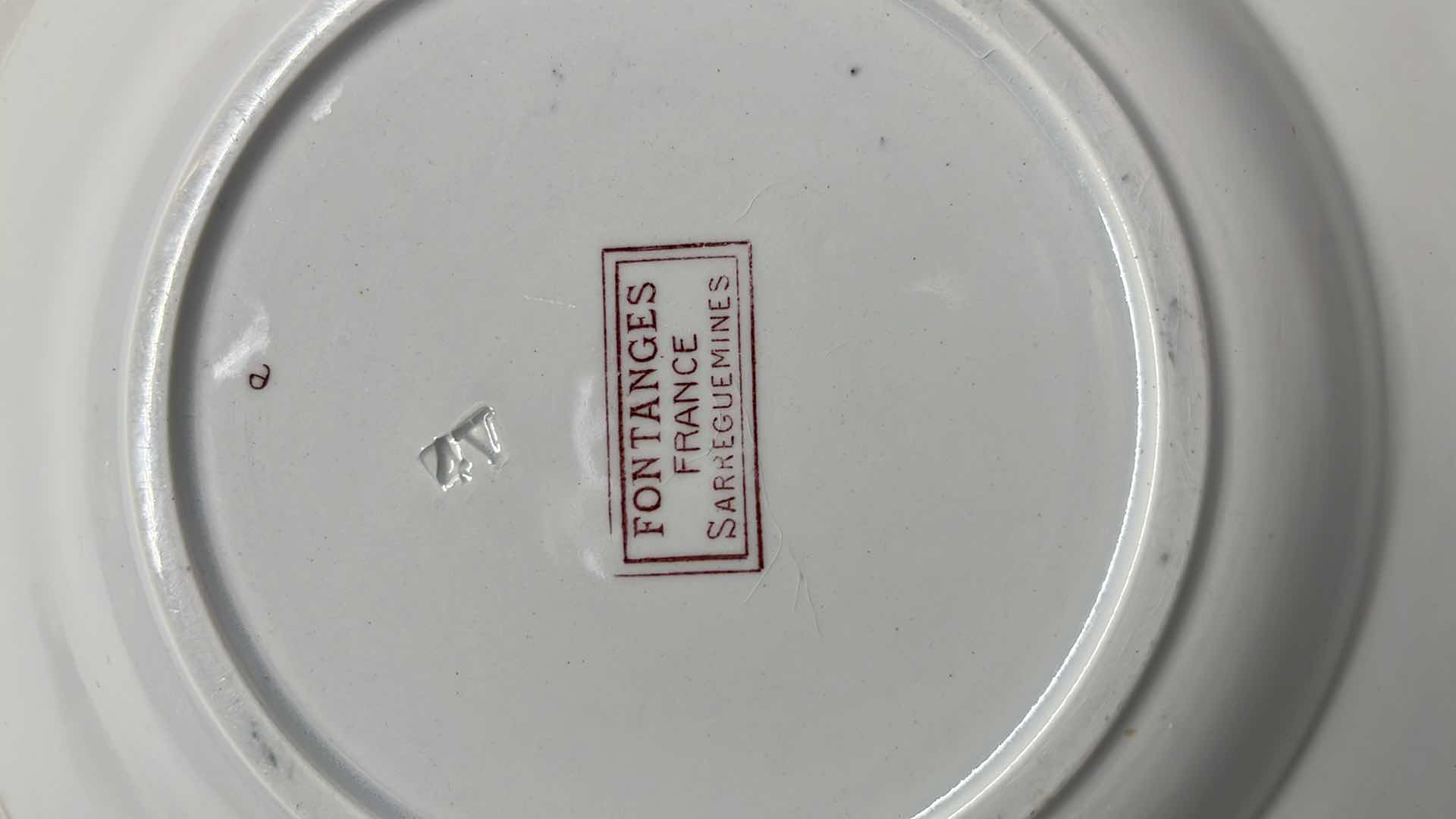 Photo 4 of FONTANGES SARREGUEMINES 9.25” SOUP PLATE, MADE IN FRANCE 