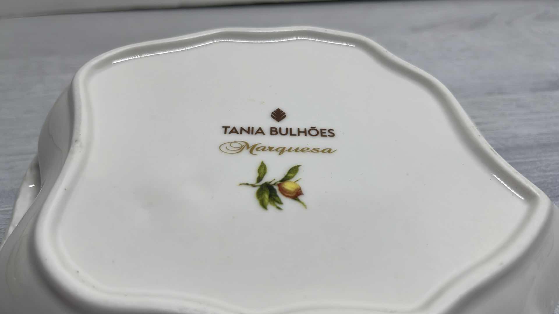 Photo 4 of TANIA BULHOES MARQUESA COLLECTION 7” X 1.75”  PORCELAIN HOR D’OEUVRES PLATE (4)