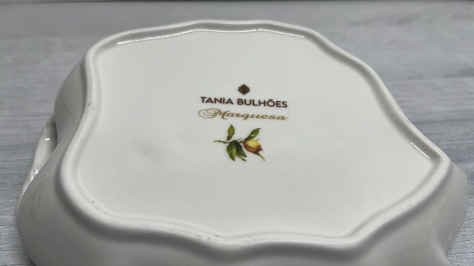 Photo 4 of TANIA BULHOES MARQUESA COLLECTION 7” X 1.75” PORCELAIN HOR D’OEUVRES PLATE (4)