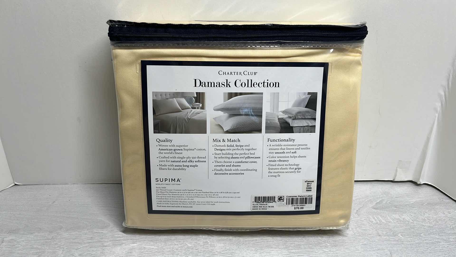 Photo 3 of NEW CHARTER CLUB DAMASK COLLECTION TWIN SHEET SET 550 THREAD COUNT SUPIMA