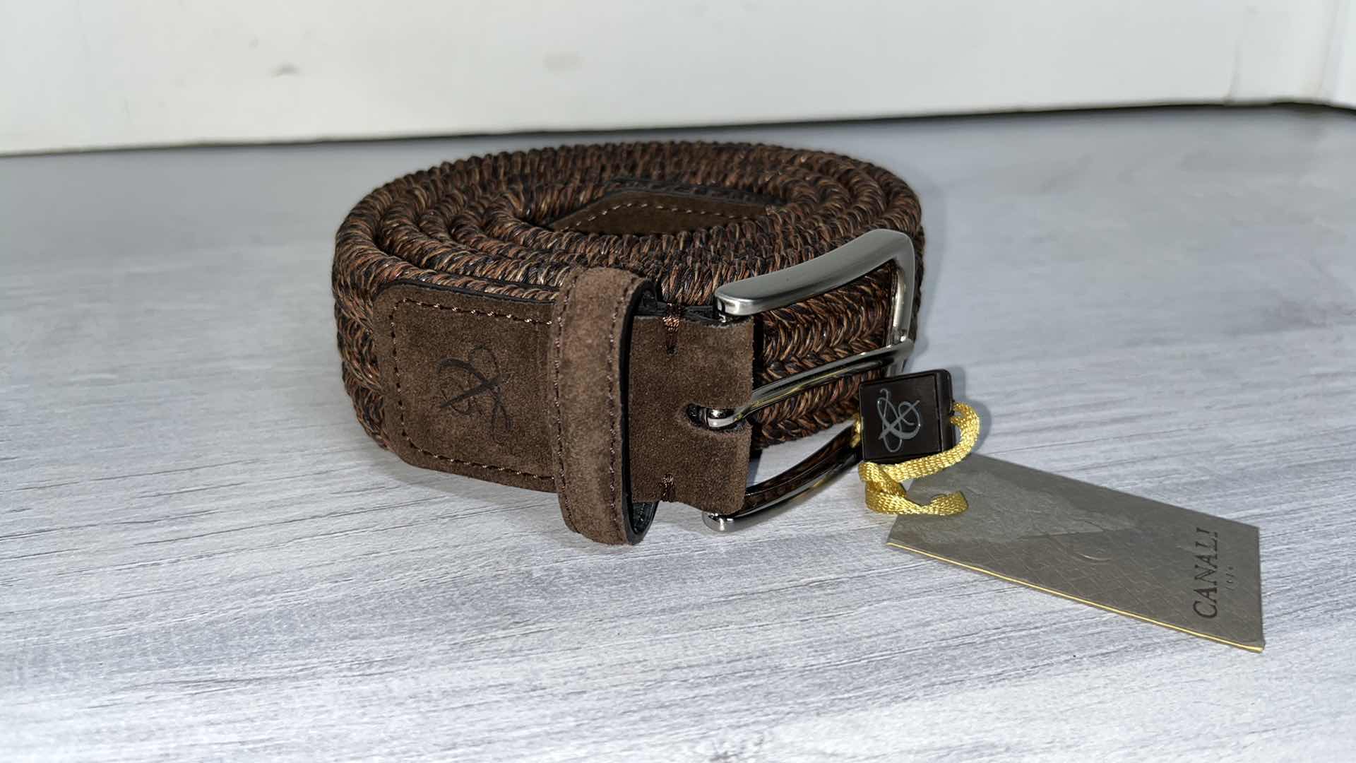 Photo 1 of NEW CANALI MENS BROWN CABLE CALFSKIN BELT, MADE IN ITALY SIZE 110 (US 40)