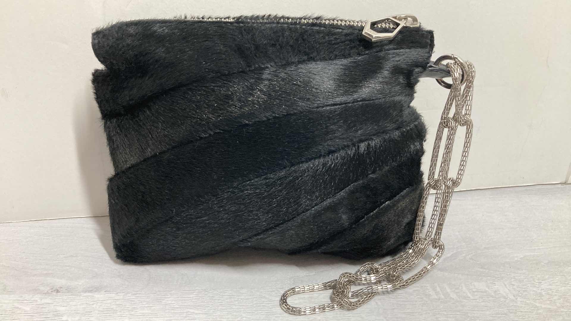 Photo 3 of MCM BLACK FUR HANDBAG MADE IN ITALY 9” X 7”