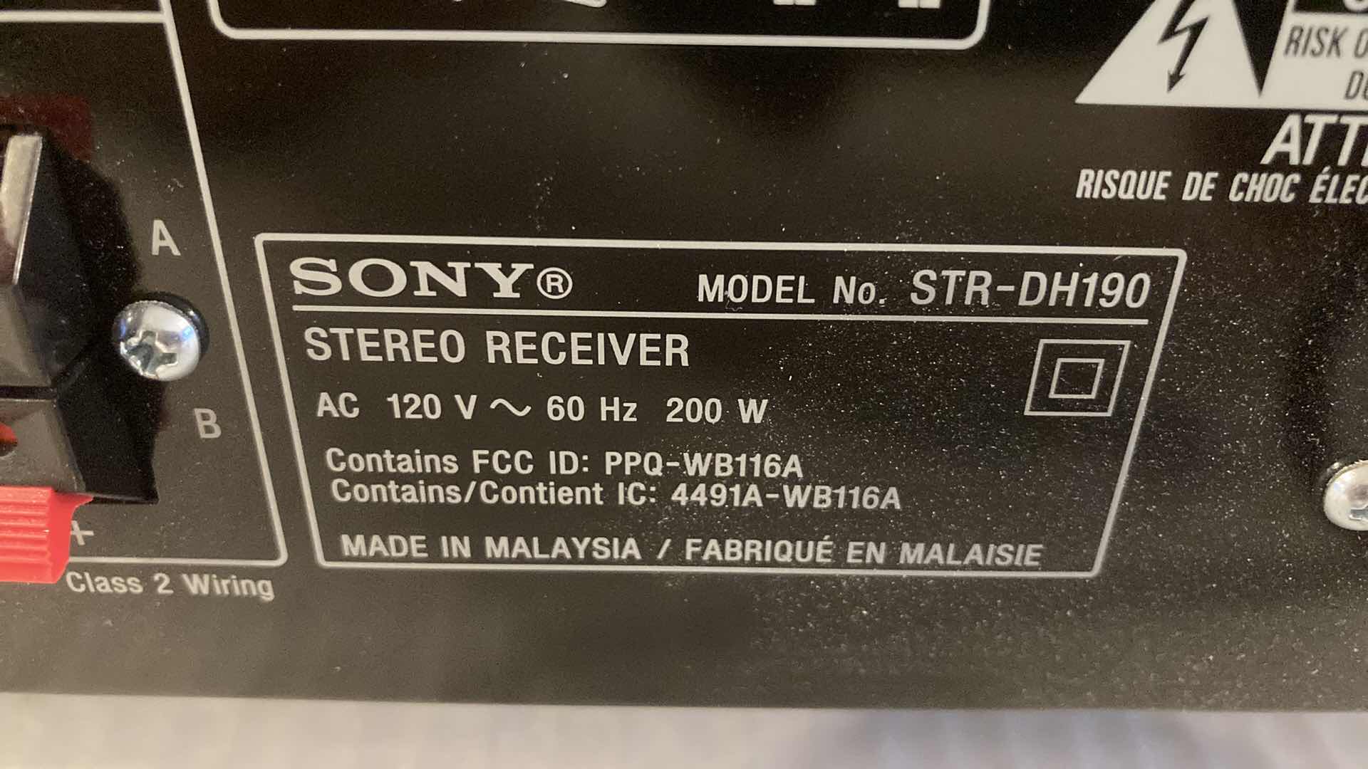 Photo 7 of SONY STEREO RECEIVER MODEL STR-DH190