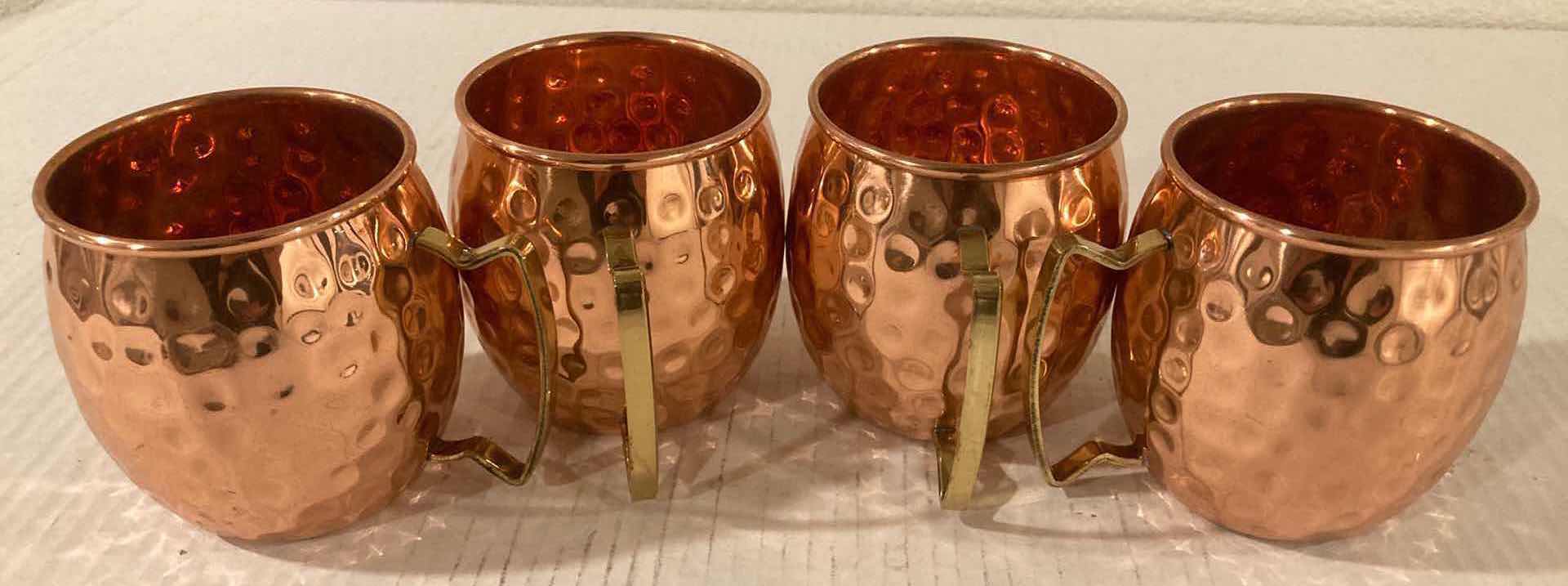 Photo 3 of COPPER BRASS HANDLED MOSCOW MULE MUGS 12FLOZ (4)