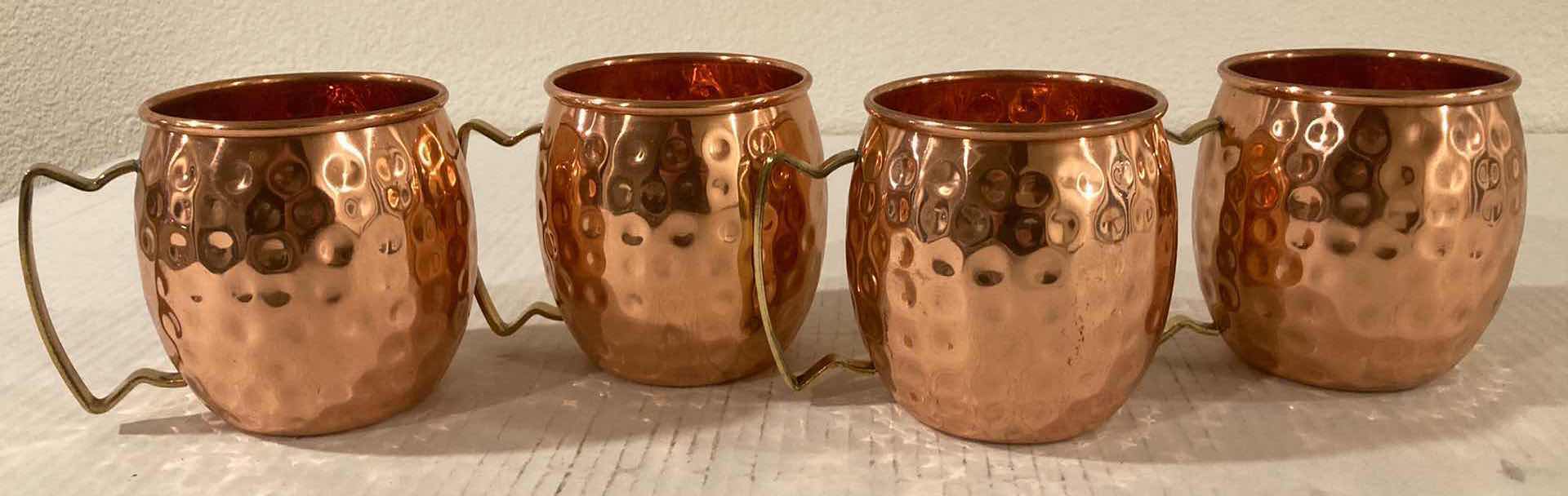 Photo 2 of COPPER BRASS HANDLED MOSCOW MULE MUGS 12FLOZ (4)