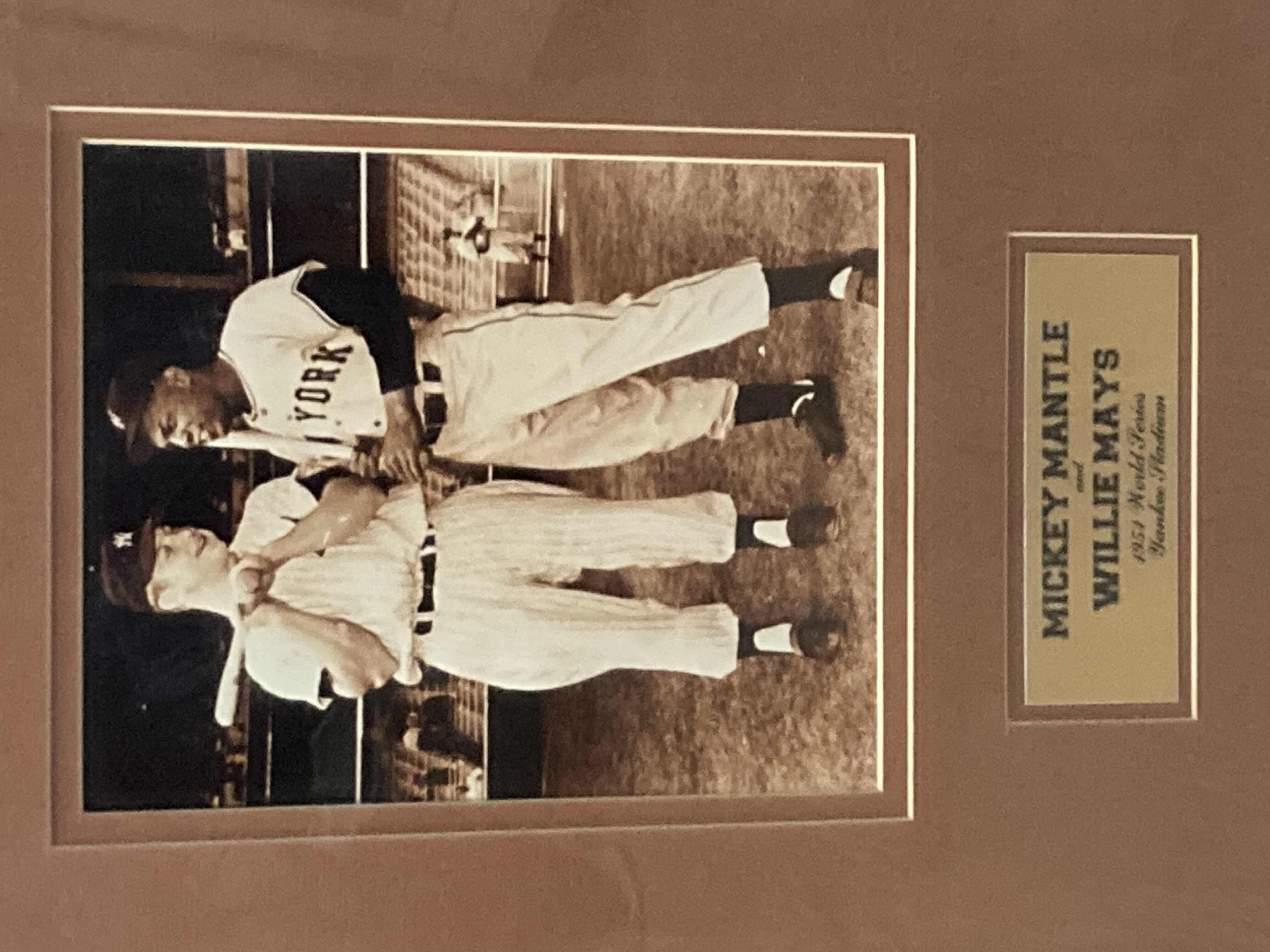 Photo 2 of MICKEY MANTLE & WILLIE MAYS 1951 WORLD SERIES YANKEE STADIUM FRAMED PHOTOGRAPH 15” X 21”