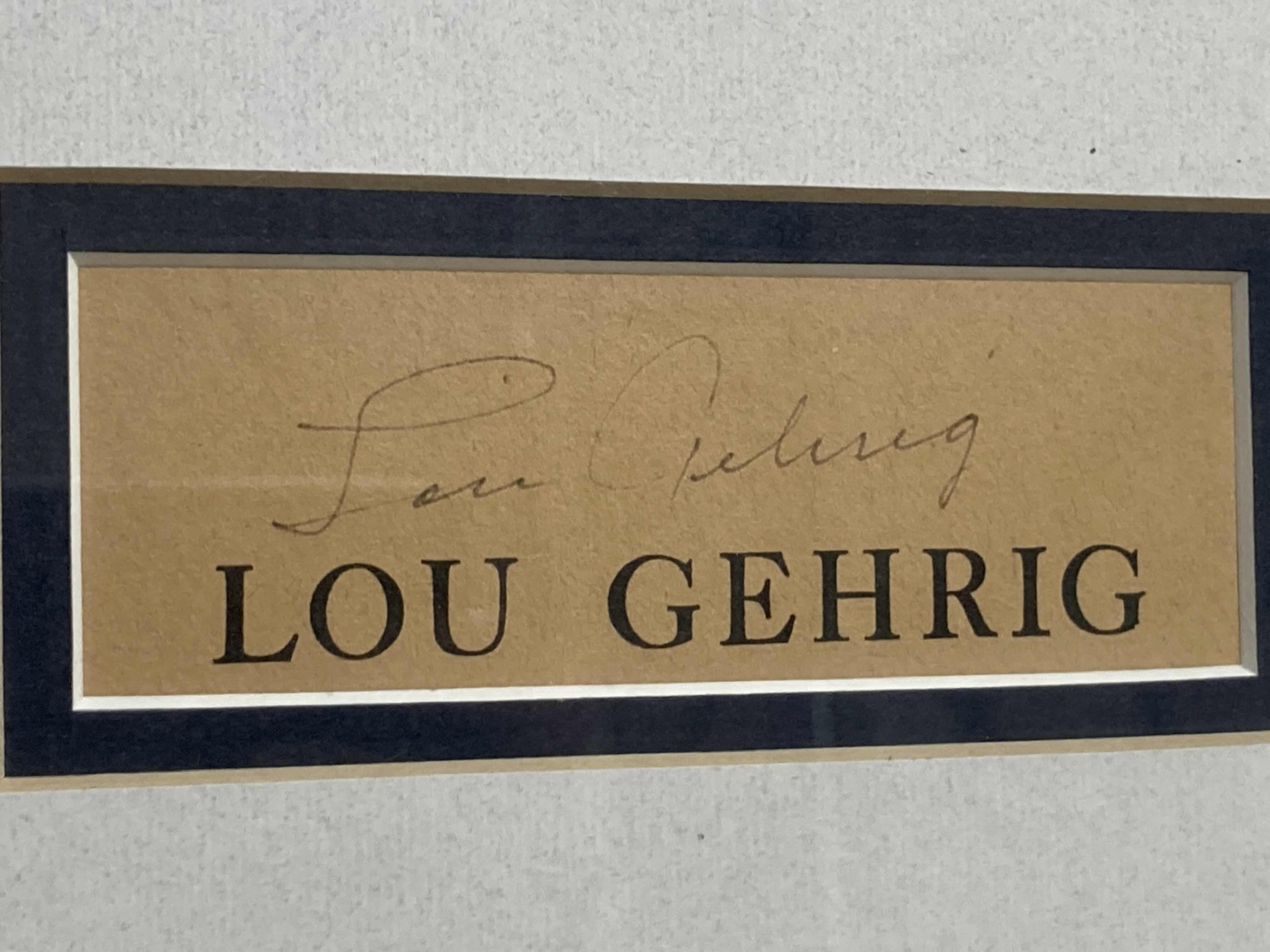 Photo 3 of LOU GEHRIG YANKEES FRAMED PHOTOGRAPH AUTOGRAPHED BY LOU GEHRIG NO COA 18.75” X 18”