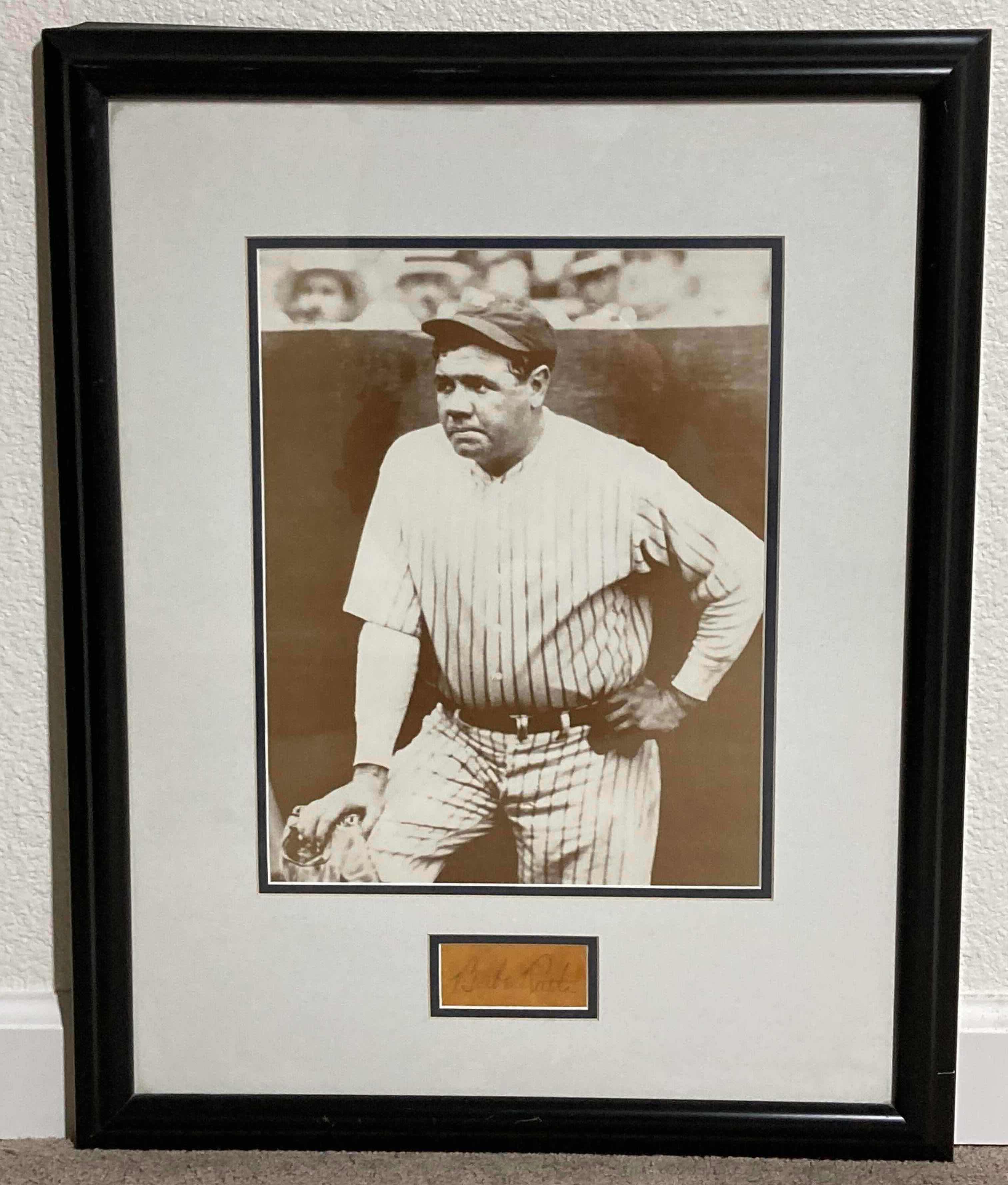 Photo 1 of BABE RUTH FRAMED PHOTOGRAPH AUTOGRAPHED BY BABE RUTH NO COA 18.75” X 18”