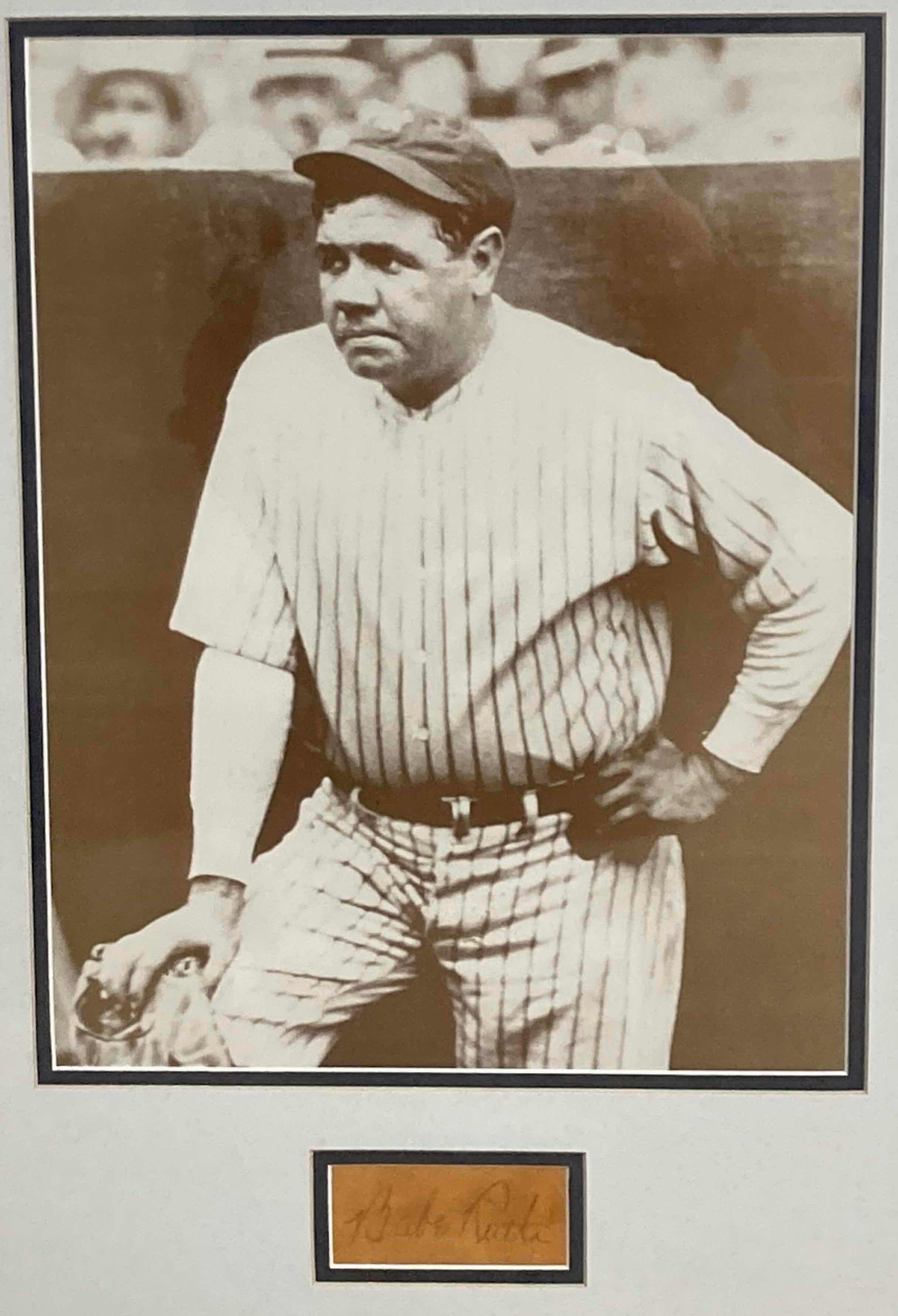 Photo 2 of BABE RUTH FRAMED PHOTOGRAPH AUTOGRAPHED BY BABE RUTH NO COA 18.75” X 18”