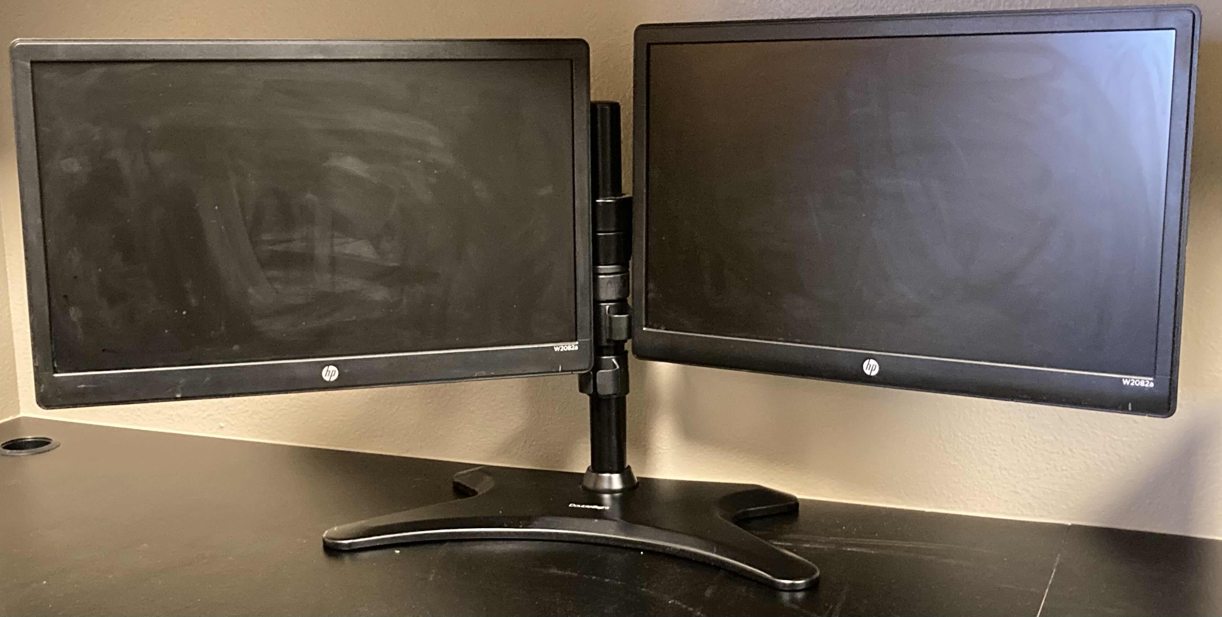 Photo 1 of HP MONITORS W2082a (2) W DOUBLE SIGHT DUAL MONITOR ADJUSTABLE STAND