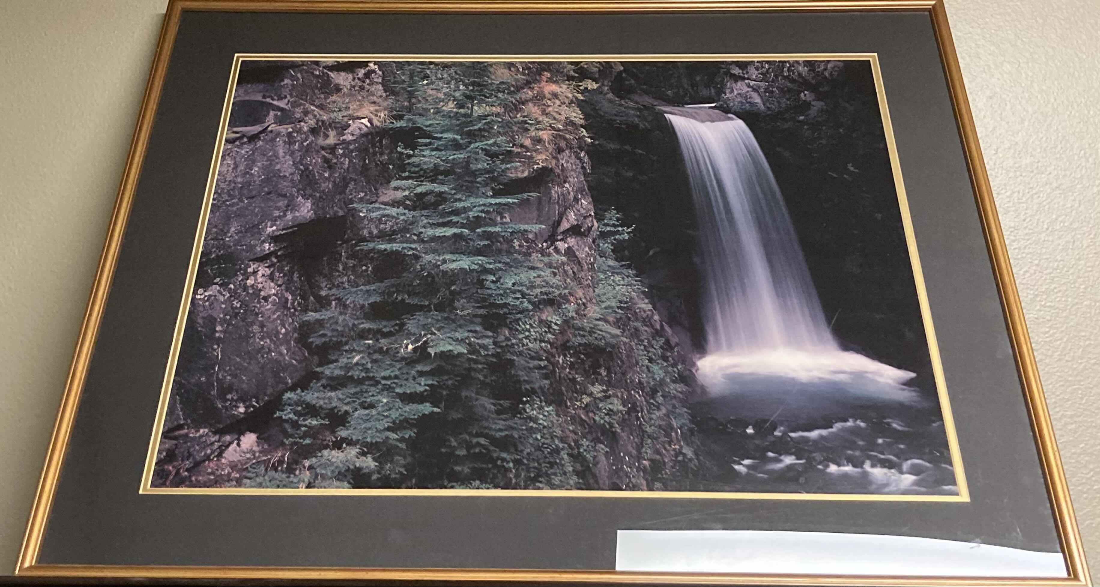 Photo 1 of VINTAGE RAINFOREST WATERFALL FRAMED PHOTO POSTER 35” X 29”