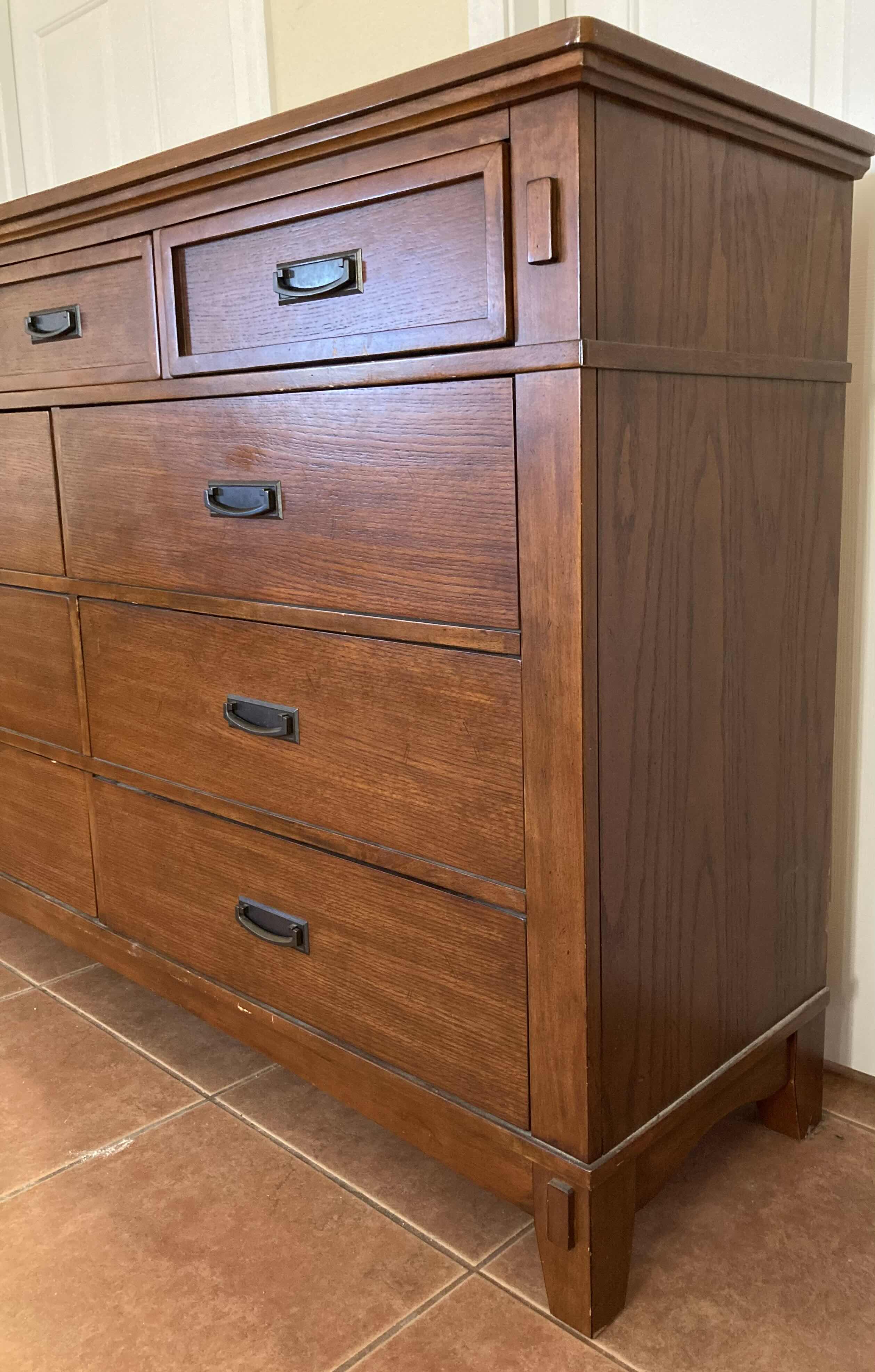 Photo 3 of VINTAGE DARK OAK 9 DRAWER DRESSER 66” X 18” H42”