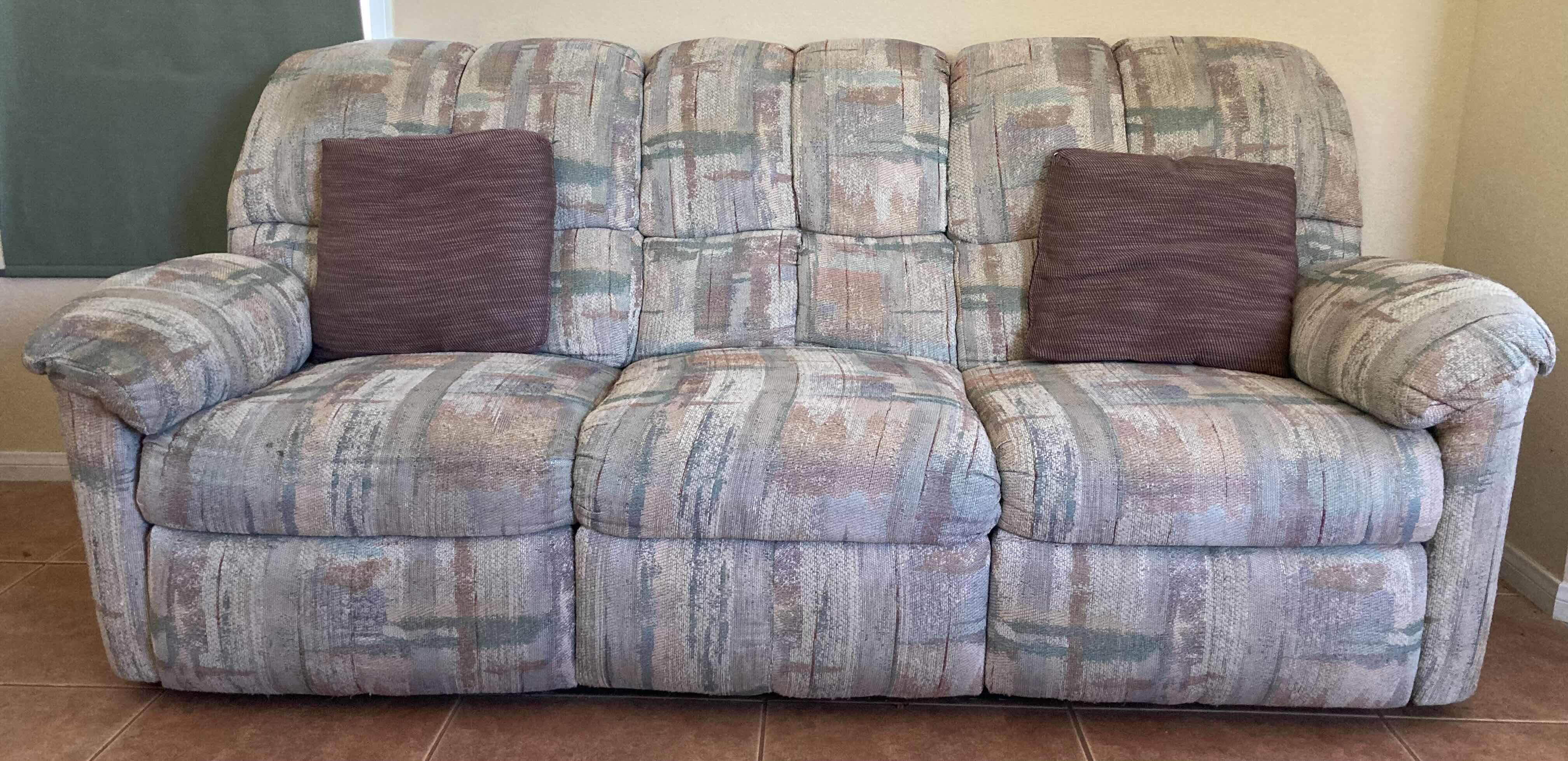 Photo 2 of SOUTHWESTERN STYLE RECLINING SOFA W THROW PILLOWS 84” X 40” H37”