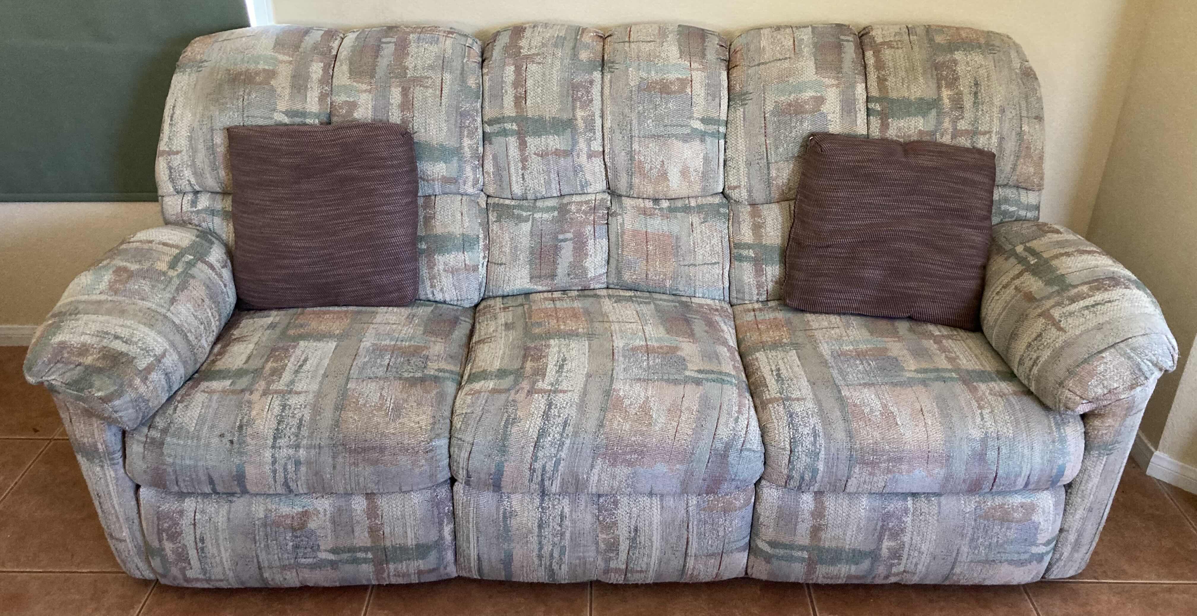 Photo 1 of SOUTHWESTERN STYLE RECLINING SOFA W THROW PILLOWS 84” X 40” H37”