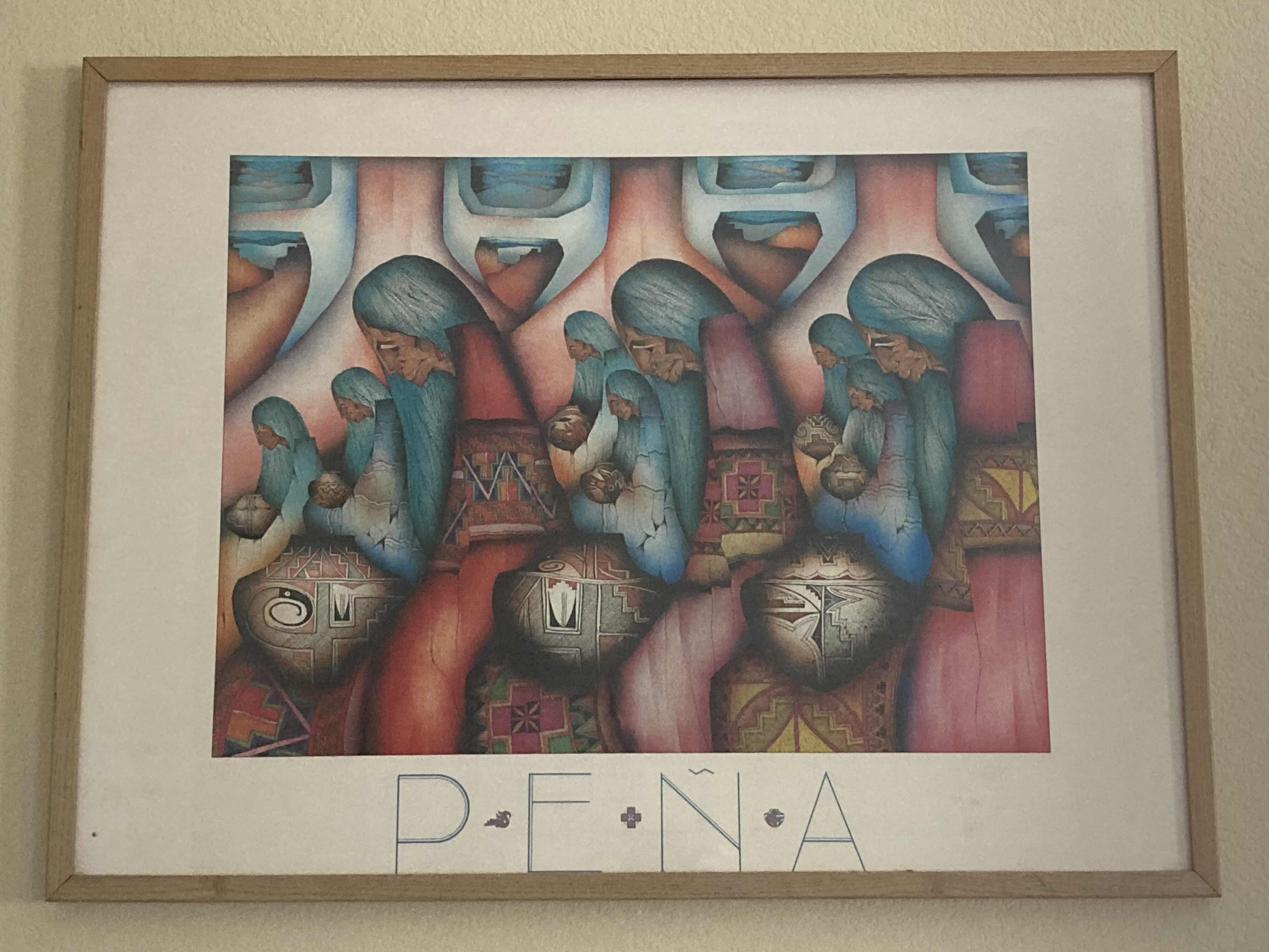 Photo 1 of NATIVE AMERICAN WOMEN ABSTRACT FRAMED REPRINT ARTWORK BY PENA 33” X 25”