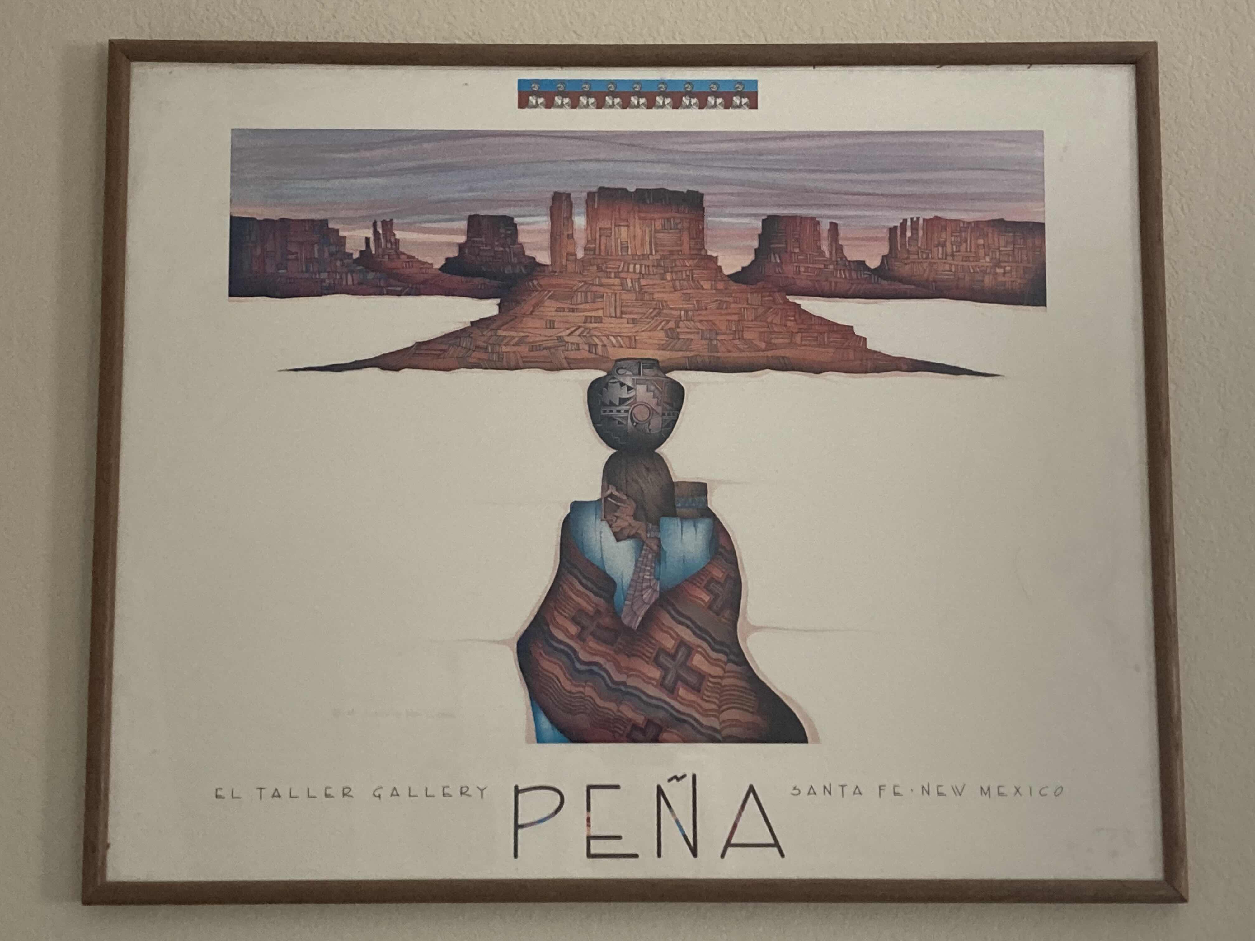 Photo 1 of EL TALLER GALLERY SANTA FE NEW MEXICO BY PENA FRAMED REPRINT ARTWORK 31” X 25”