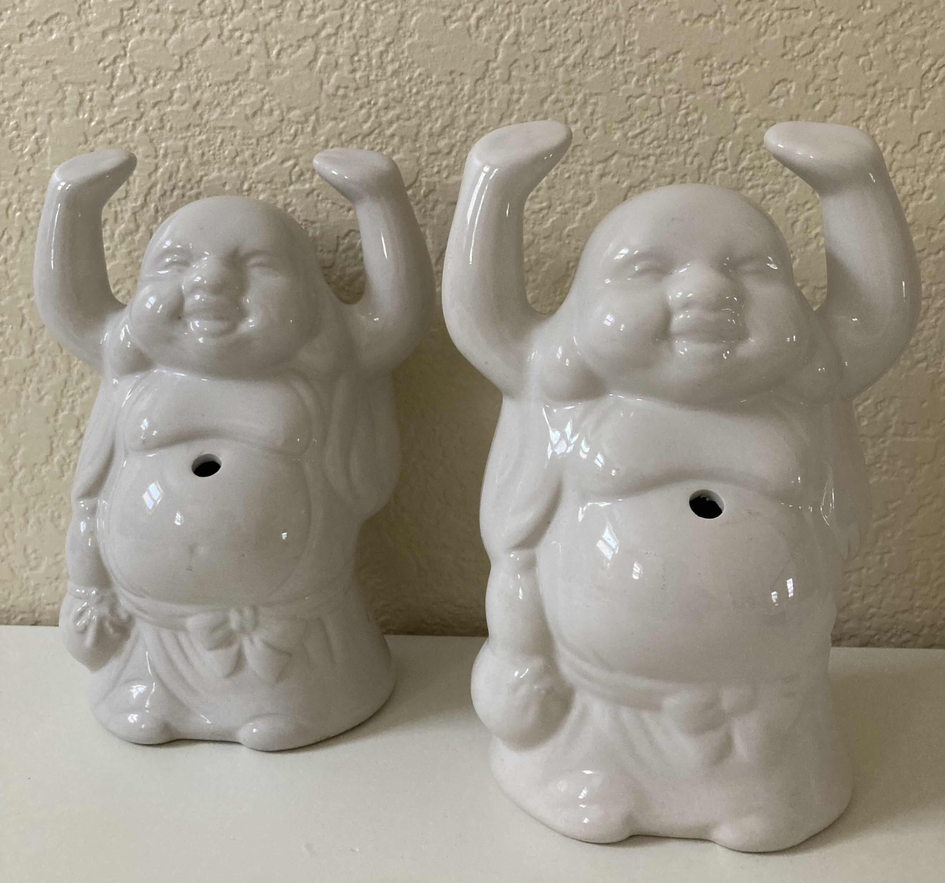 Photo 1 of BUDDA CERAMIC TEA LIGHT CANDLE HOLDERS (2) 5” X 3” H7”