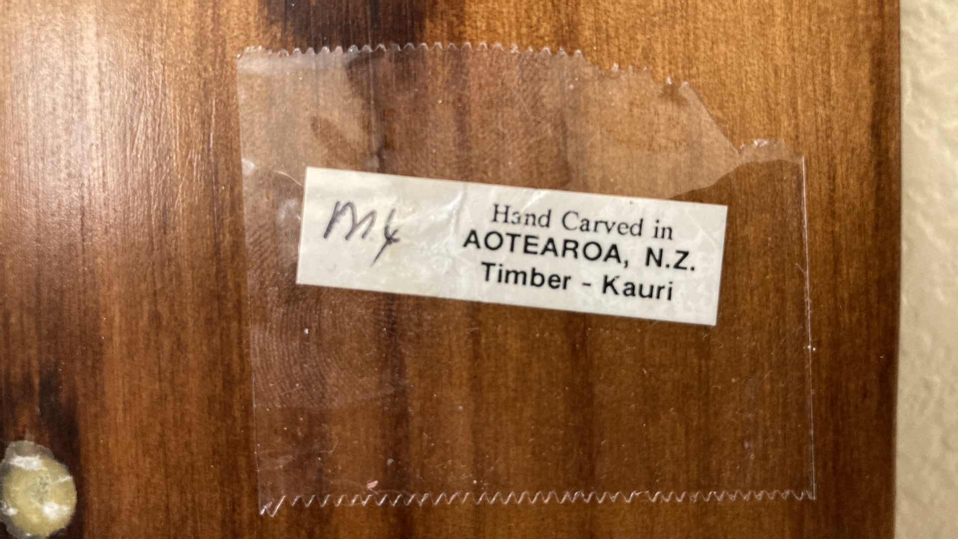 Photo 4 of HAND CARVED WOOD TIKI FACE WALL ART FROM AOTEAROA NZ KAURI TIMBER 3.75” X 7”