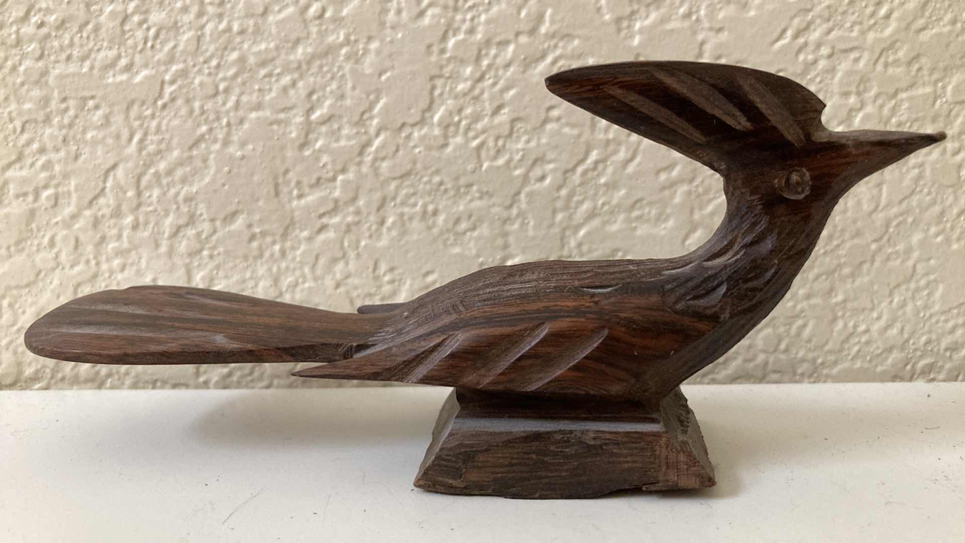Photo 2 of HAND CARVED WOOD ROADRUNNER H3” & HANDCRAFTED WOOD TOUCAN H8” DECOR
