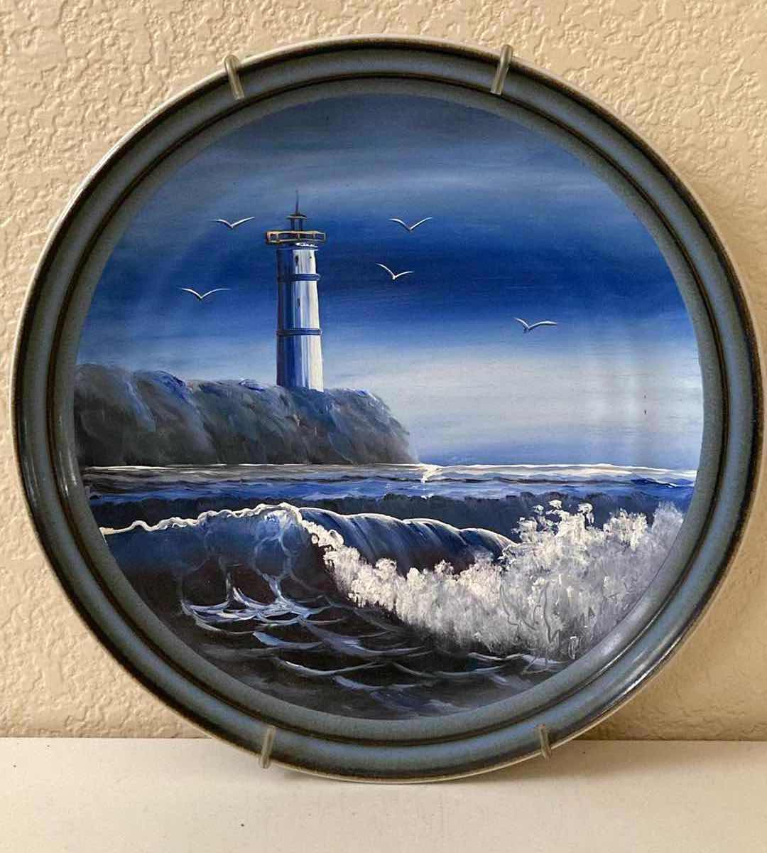 Photo 1 of NORITAKE STONEWARE OCEAN CLIFF LIGHTHOUSE PLATE 8620 SORCERER 10.25”