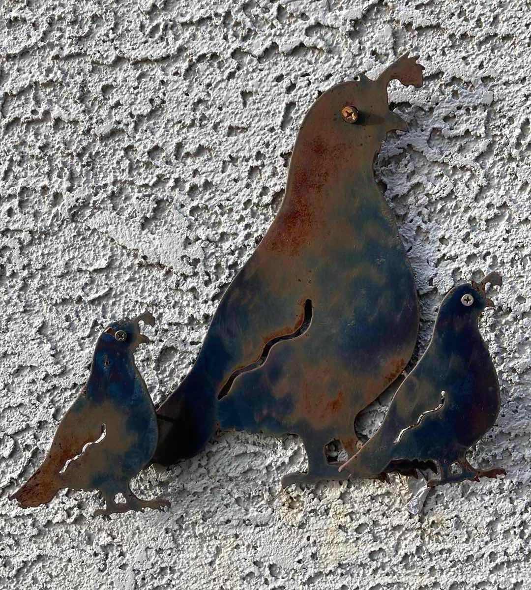Photo 1 of OUTDOOR QUAIL FAMILY 2D METAL CRAFTED WALL ART 14” X 13”