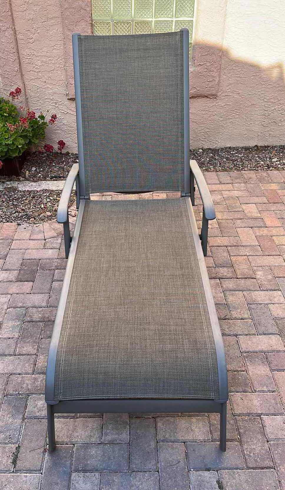 Photo 1 of SUNBRELLA GRAY SLING PATIO CHAISE LOUNGE CHAIR 30” X 86” 17”-43.5”