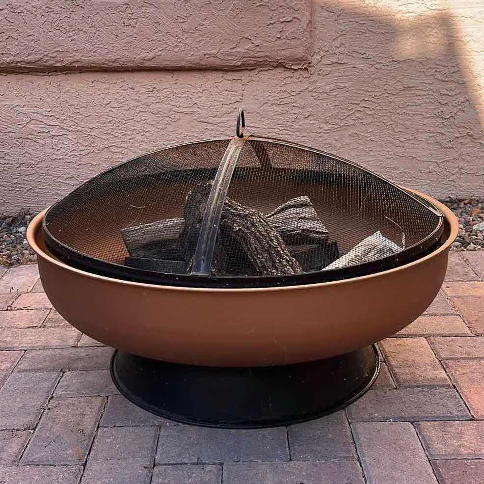 Photo 1 of BRONZE & BLACK FINISH ROUND FIRE PIT W MESH LID 28” X 19”