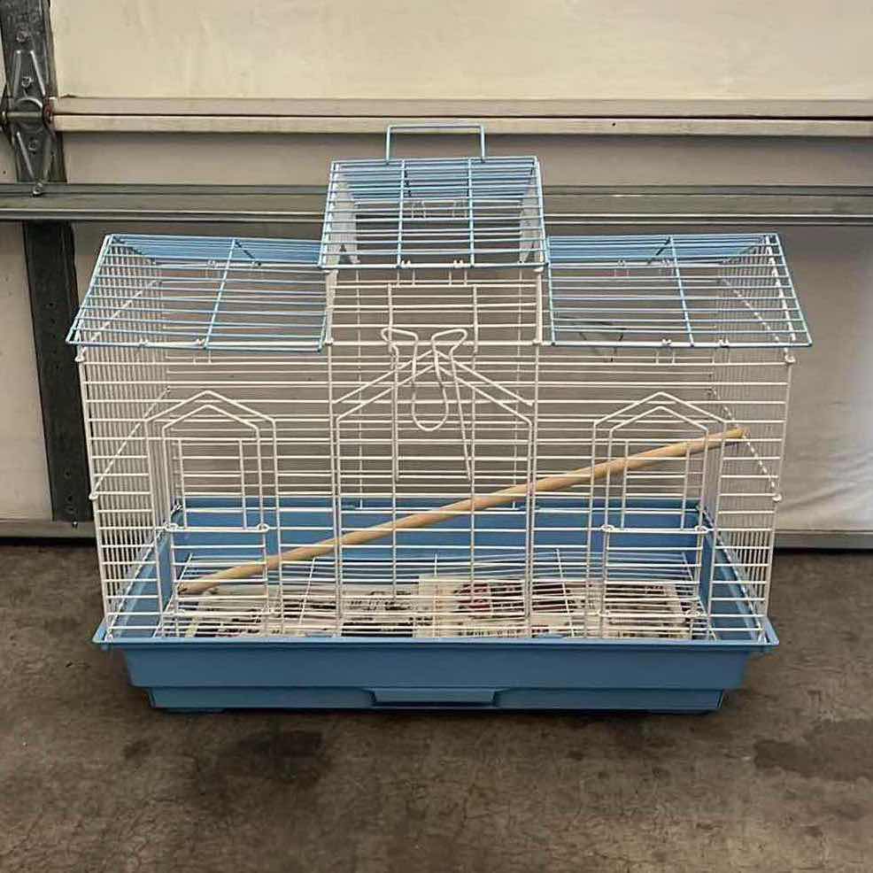 Photo 1 of BLUE & WHITE METAL BIRD CAGE 26” X 13” H22”