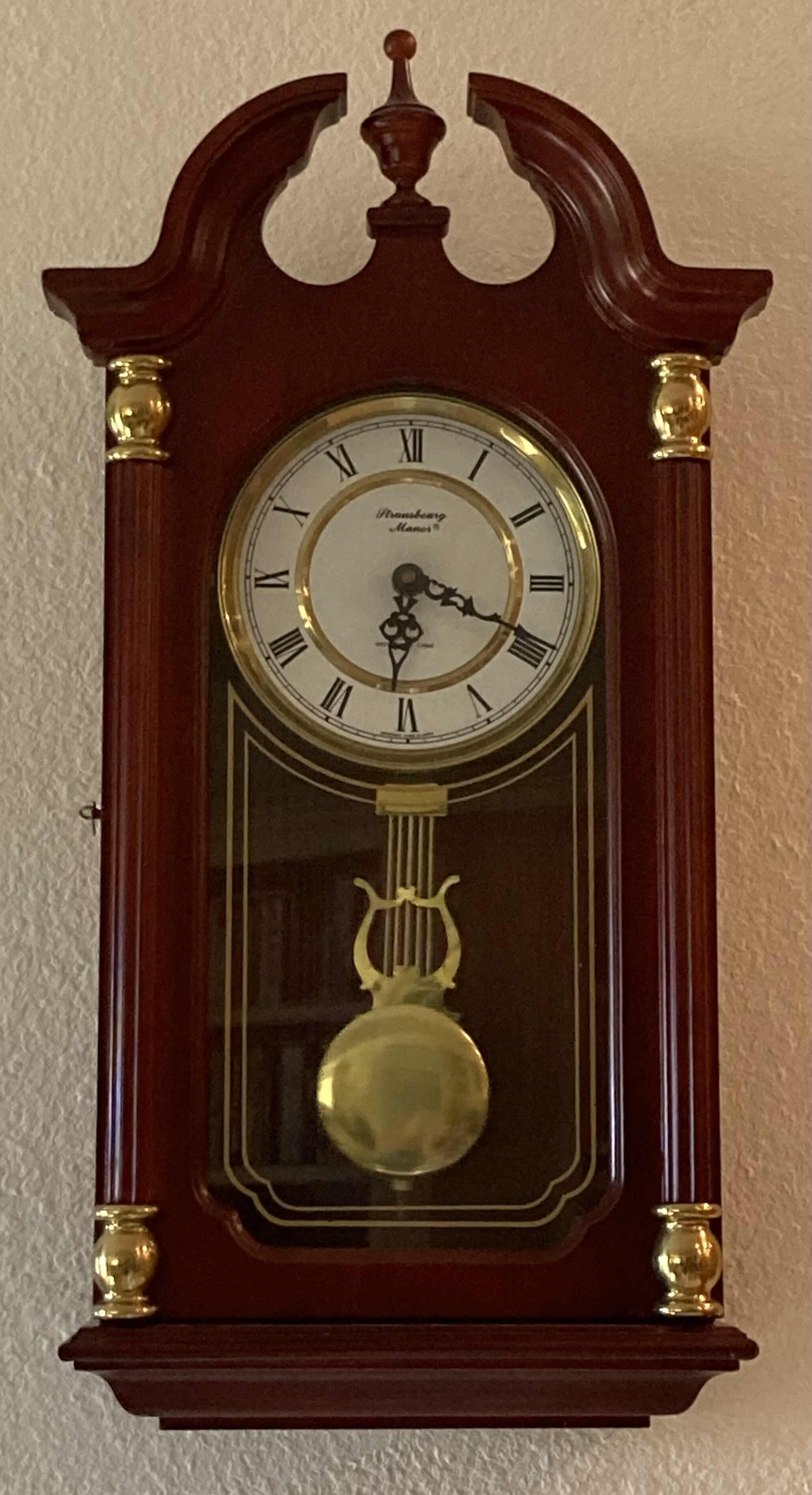 Photo 1 of STRAUSBOURG MANOR WESTMINSTER CHIME WALL CLOCK 12” X 5” H25.5”