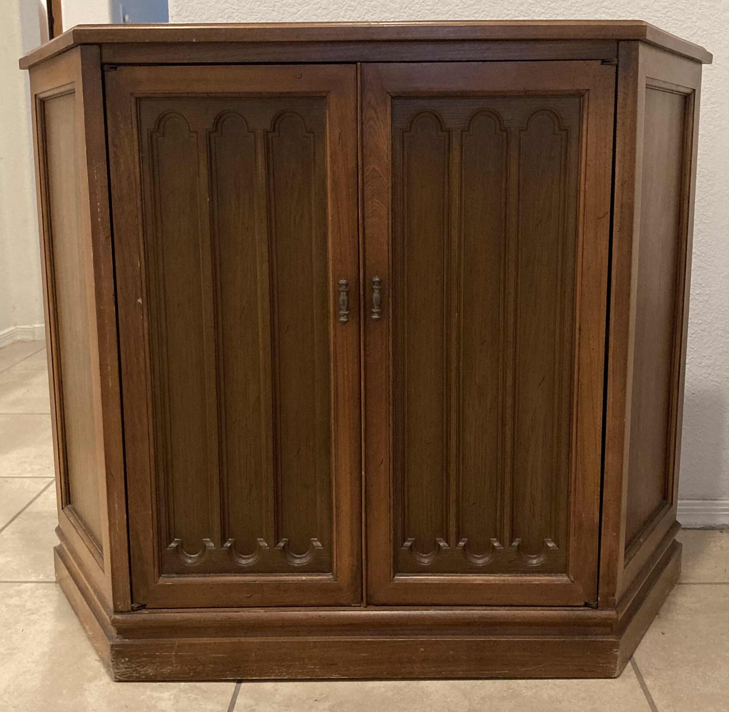 Photo 1 of MID CENTURY WOOD FINISH CONSOLE W CABINET 36” X 12” H29”