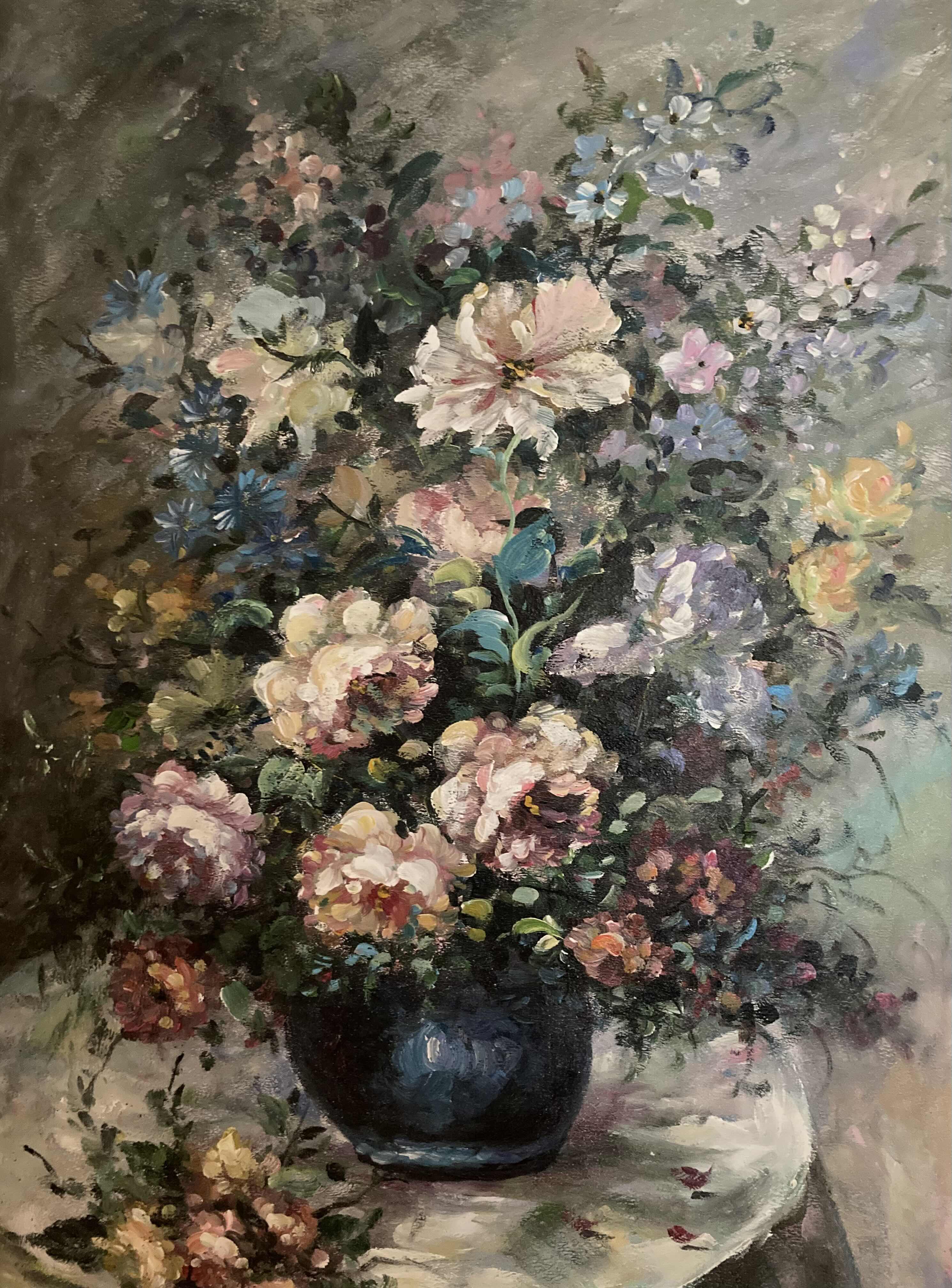 Photo 2 of FLORAL STILL LIFE OIL PAINTING SIGNED BY KENNETH FRAMED WALL ART 41.75” X 29.5”