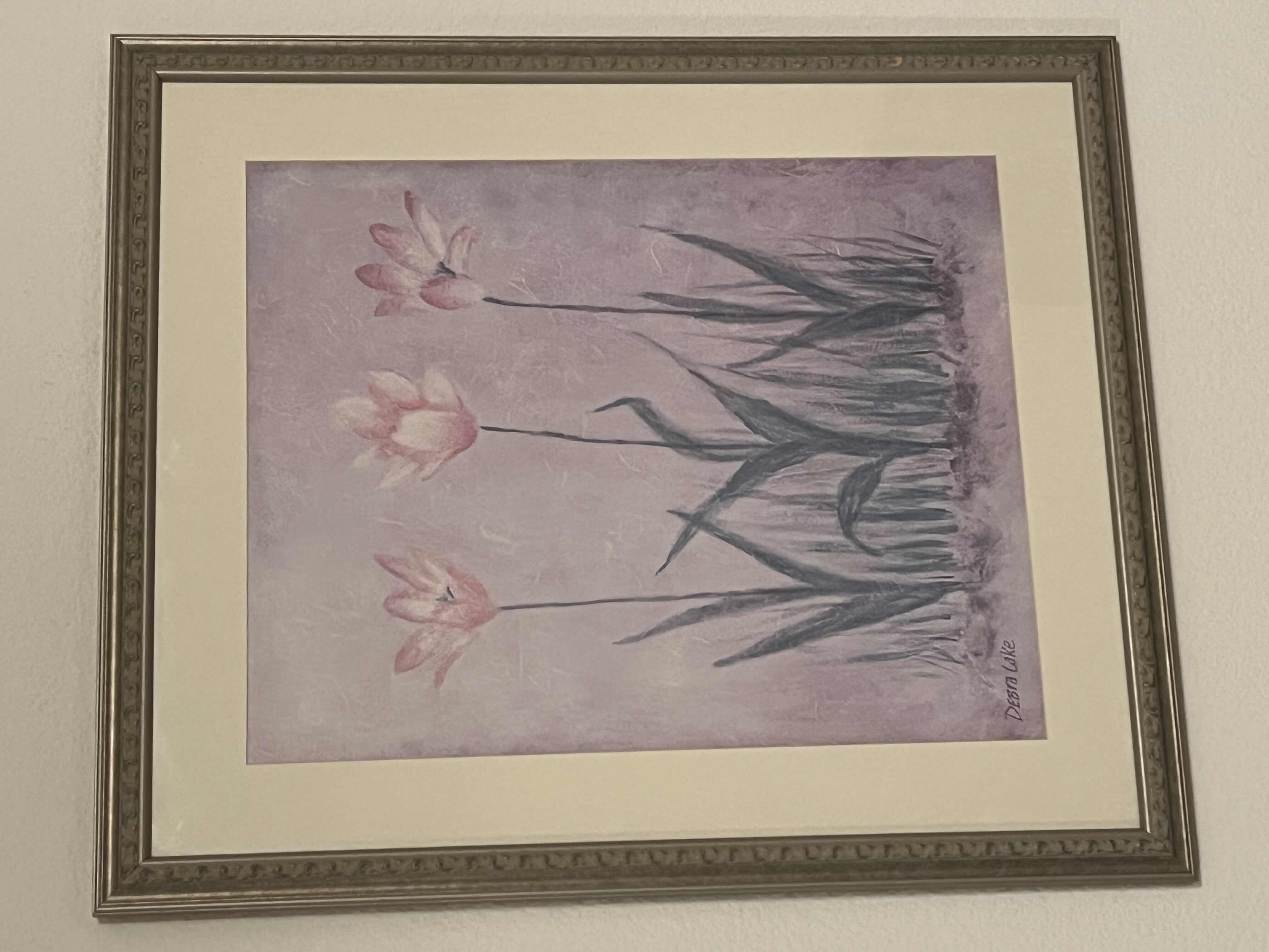 Photo 1 of PINK BLOSSOMS FRAMED REPRINT ARTWORK BY DEBRA LAKE 22” X 26”