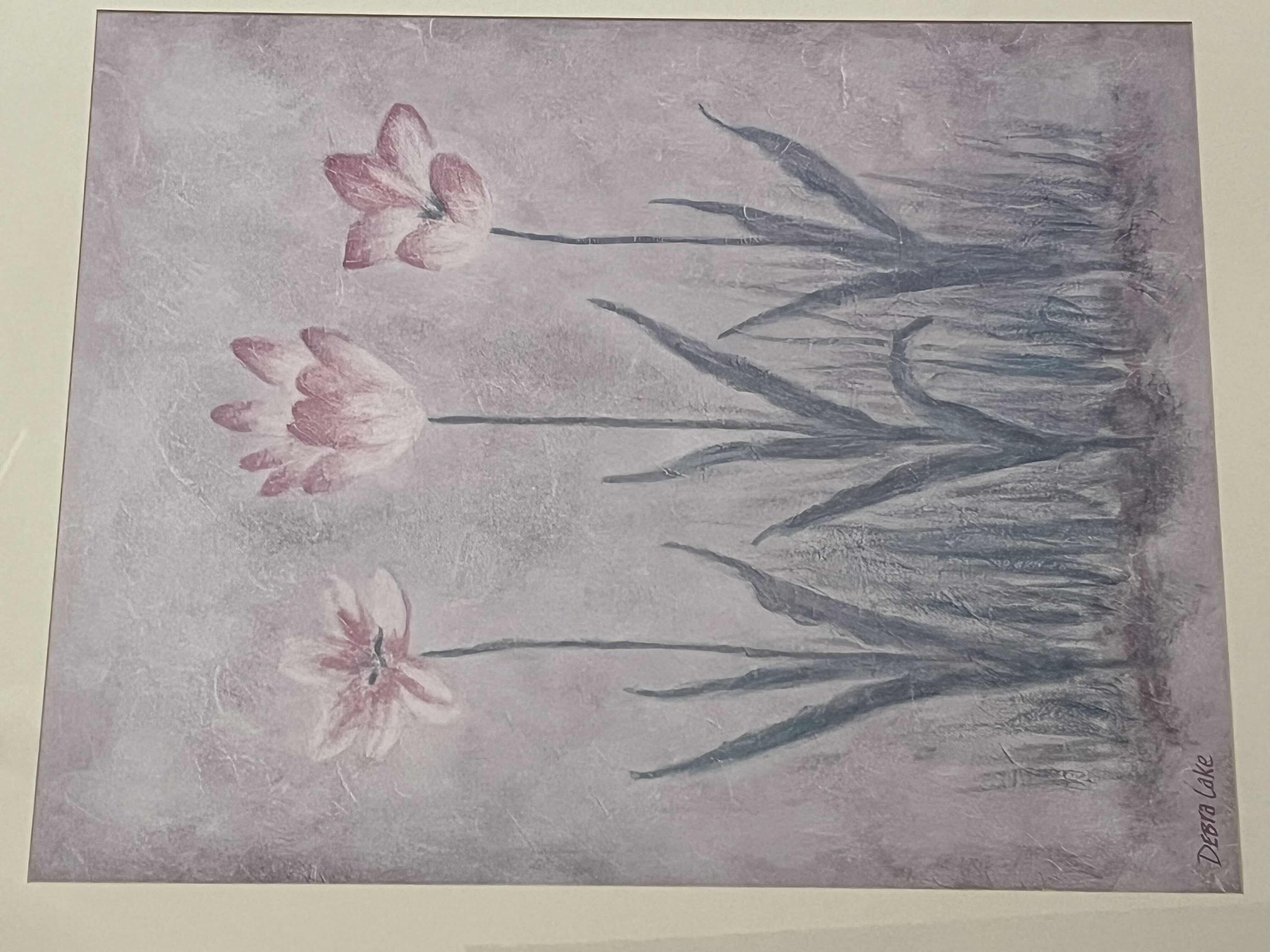 Photo 2 of PINK BLOSSOM FRAMED REPRINT ARTWORK BY DEBRA LAKE 22” X 26”