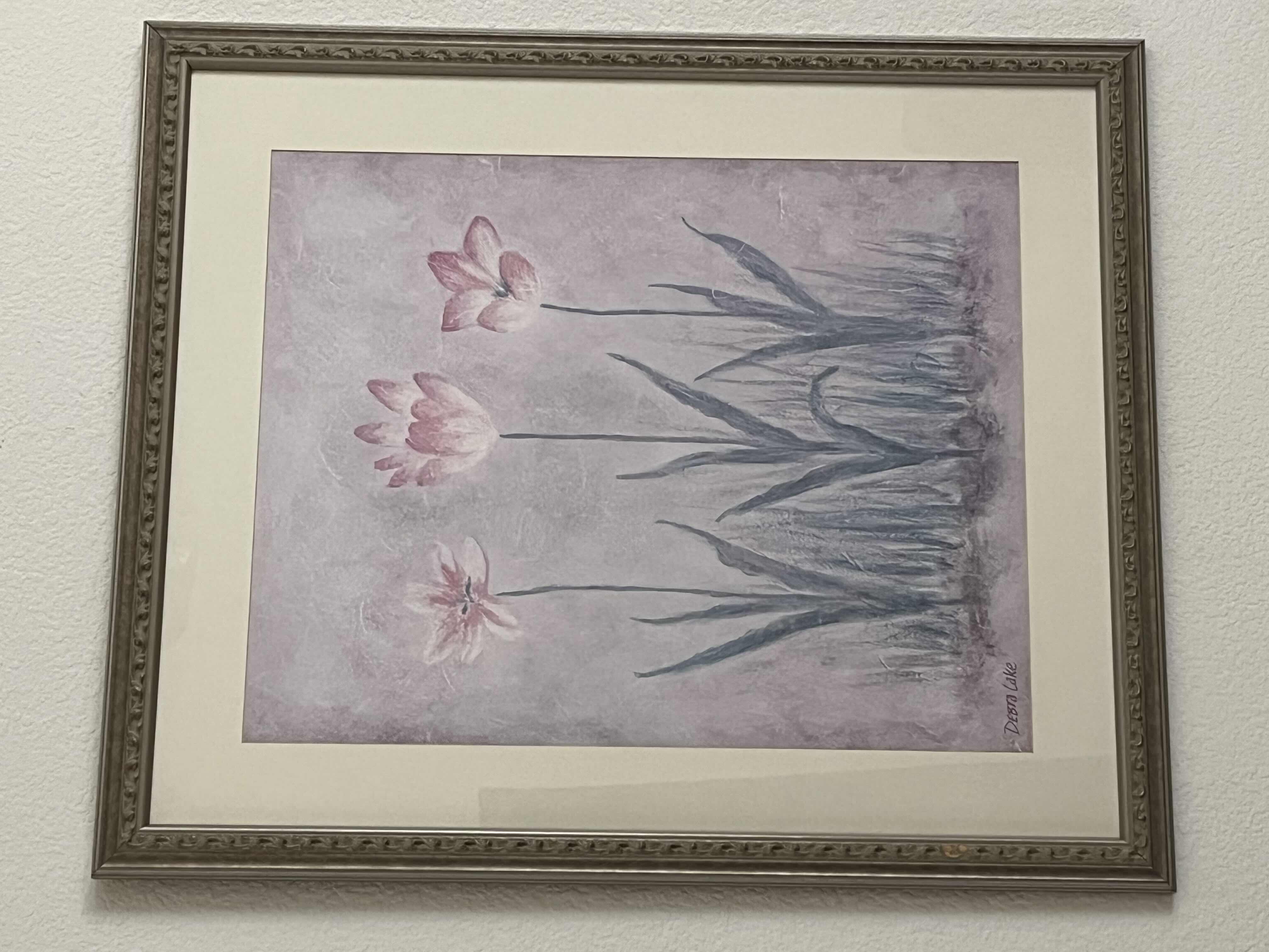 Photo 1 of PINK BLOSSOM FRAMED REPRINT ARTWORK BY DEBRA LAKE 22” X 26”