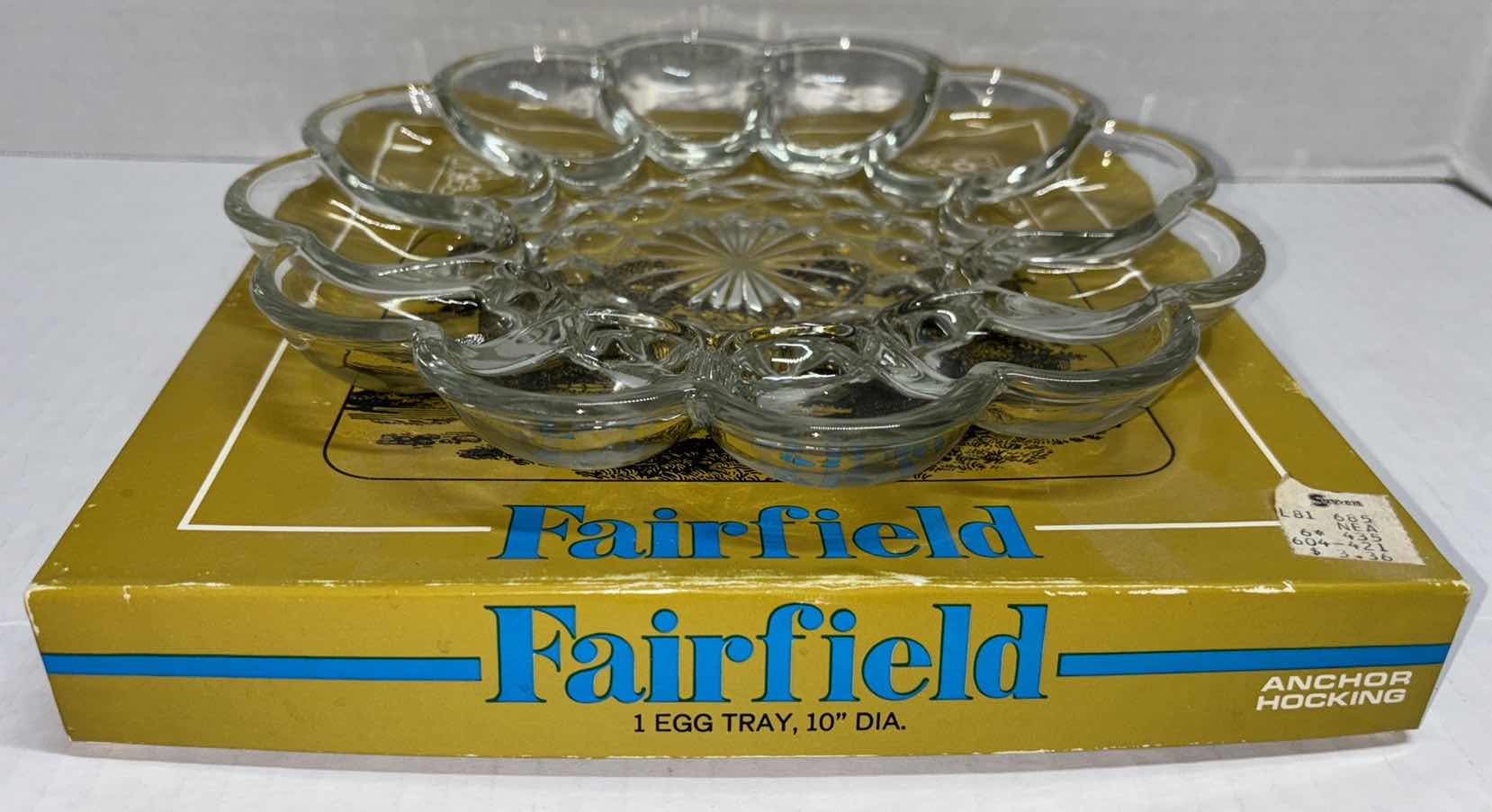 Photo 1 of VINTAGE ANCHOR HOCKING FAIRFIELD CLEAR GLASS 10” EGG TRAY