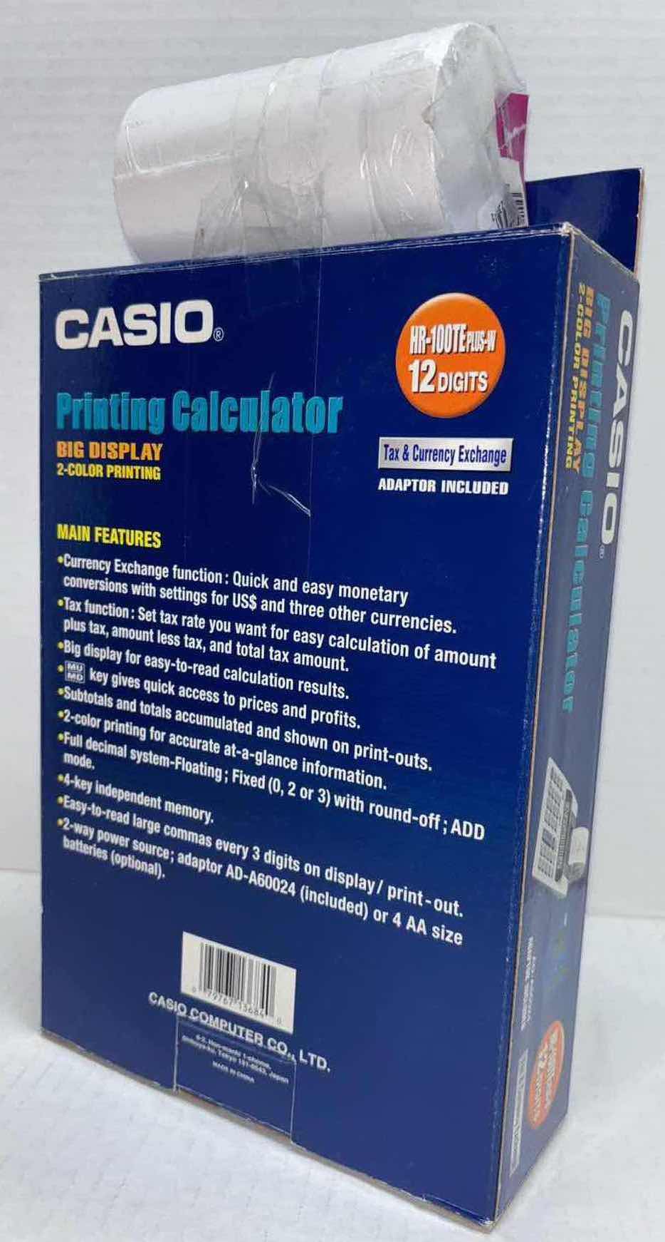 Photo 2 of NEW CASIO PRINTING CALCULATOR W BIG DISPLAY & 2-COLOR PRINTING INCLUDES 2 PAPER ROLLS (HR-100TE PLUS-W)