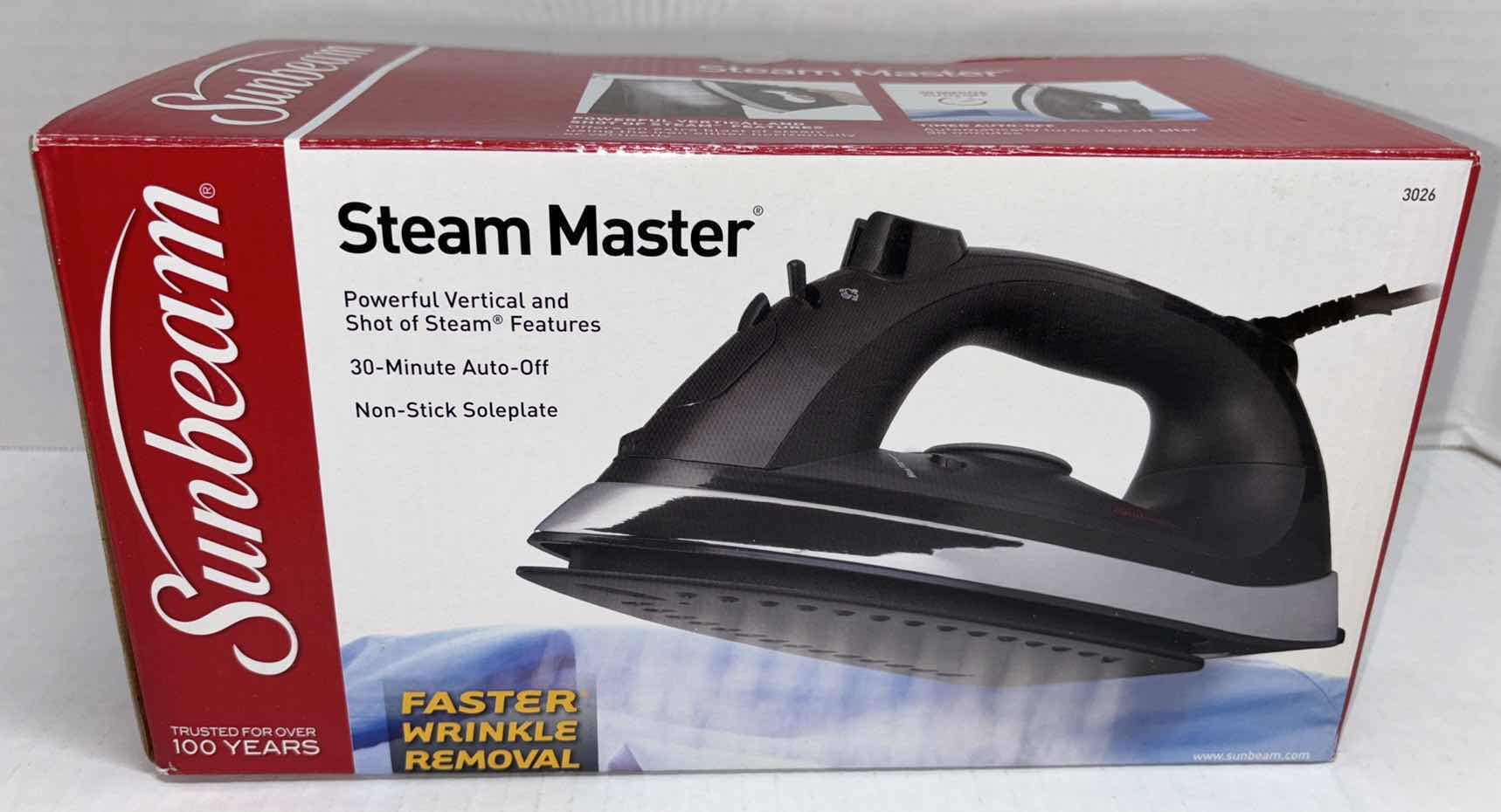 Photo 1 of NEW SUNBEAM STEAM MASTER IRON W AUTOMATIC SHUT-OFF & NON-STICK SOLEPLATE