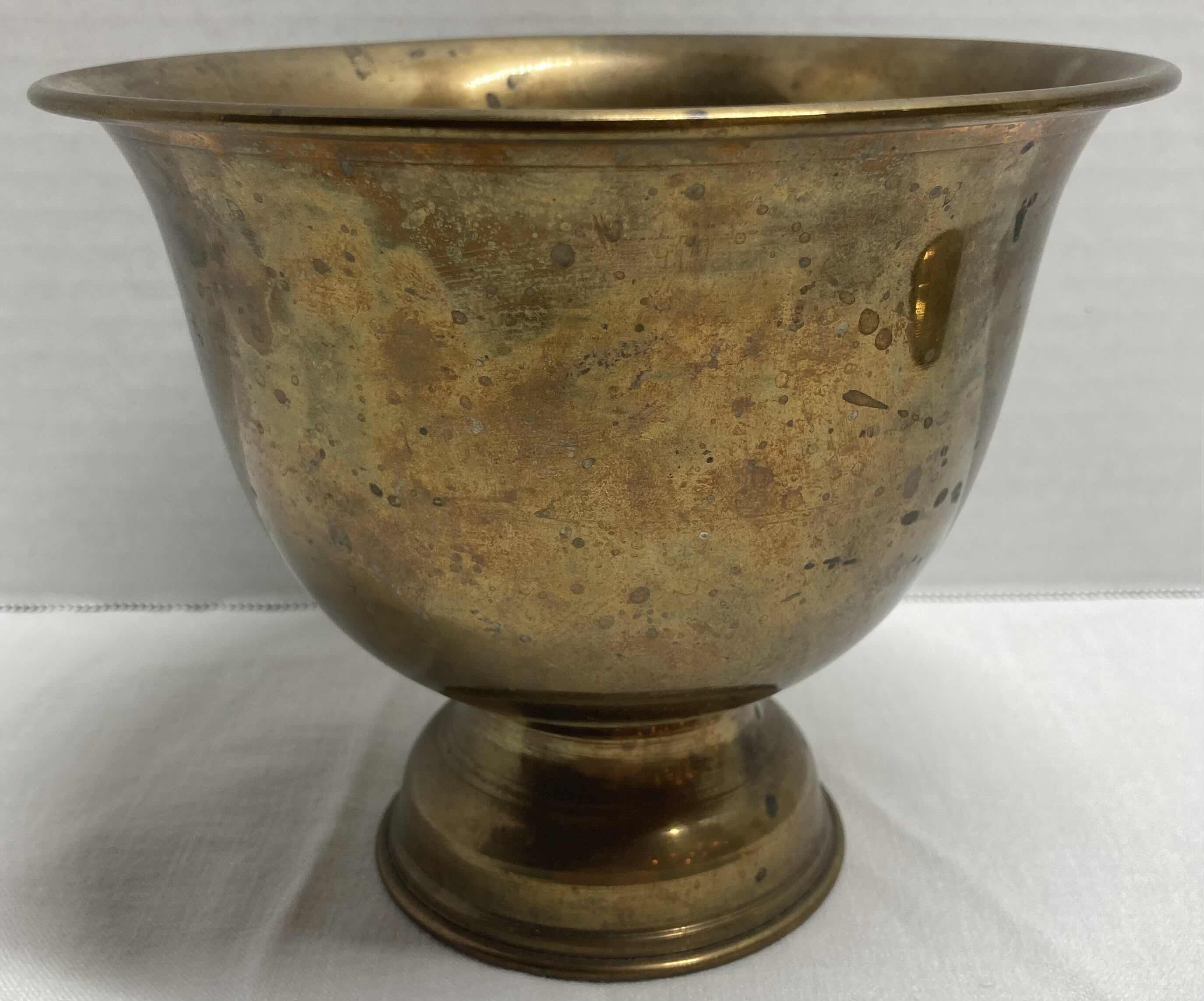 Photo 2 of BRASS FINISH DECORATIVE BOWL, CANDLESTICK HOLDERS & SOLID BRASS OVAL PLANTER