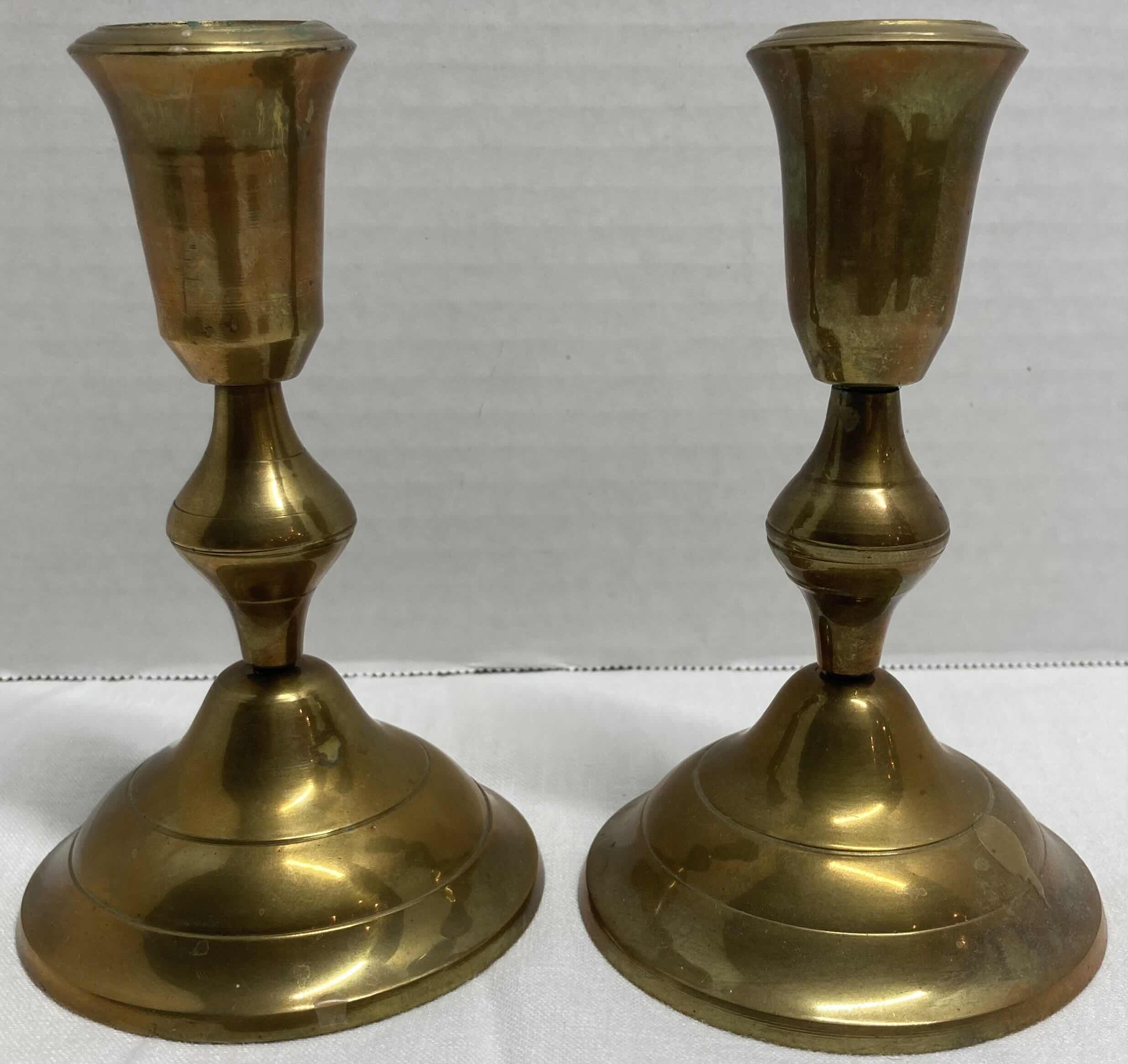 Photo 3 of BRASS FINISH DECORATIVE BOWL, CANDLESTICK HOLDERS & SOLID BRASS OVAL PLANTER