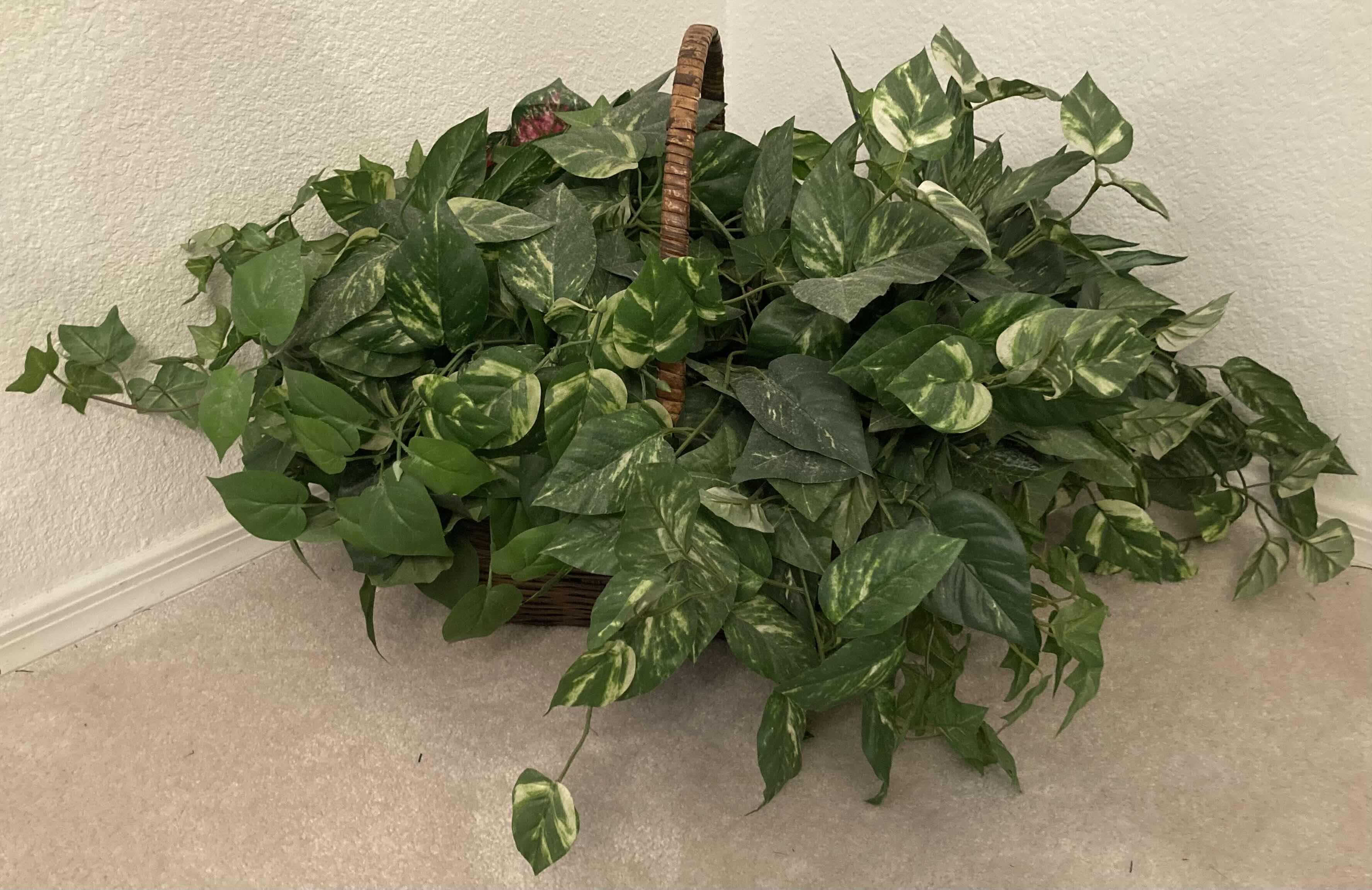 Photo 1 of POTHOS & IVY ARTIFICIAL DECORATIVE PLANT W RATTAN BASKET 38” X H16”