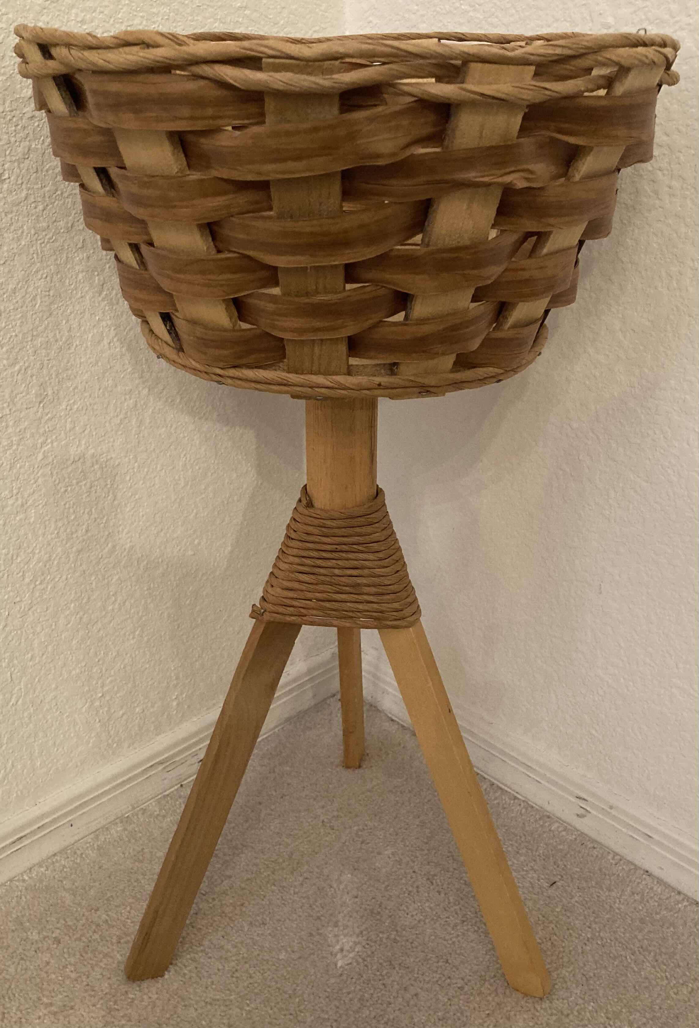 Photo 1 of RATTAN BASKET PLANT STAND H22” (ARTIFICIAL BUSH INCLUDED)