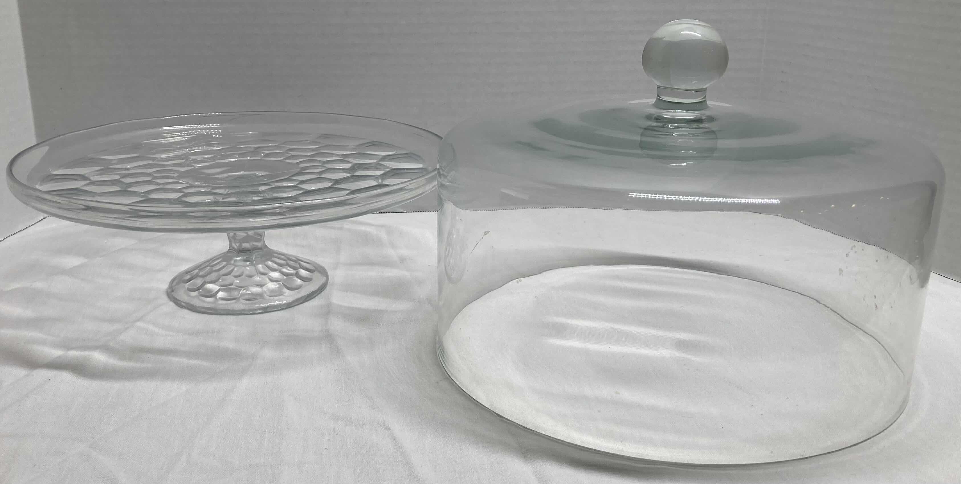 Photo 2 of CLEAR GLASS CAKE STAND W DOME COVER 11” X 11” H11.5”