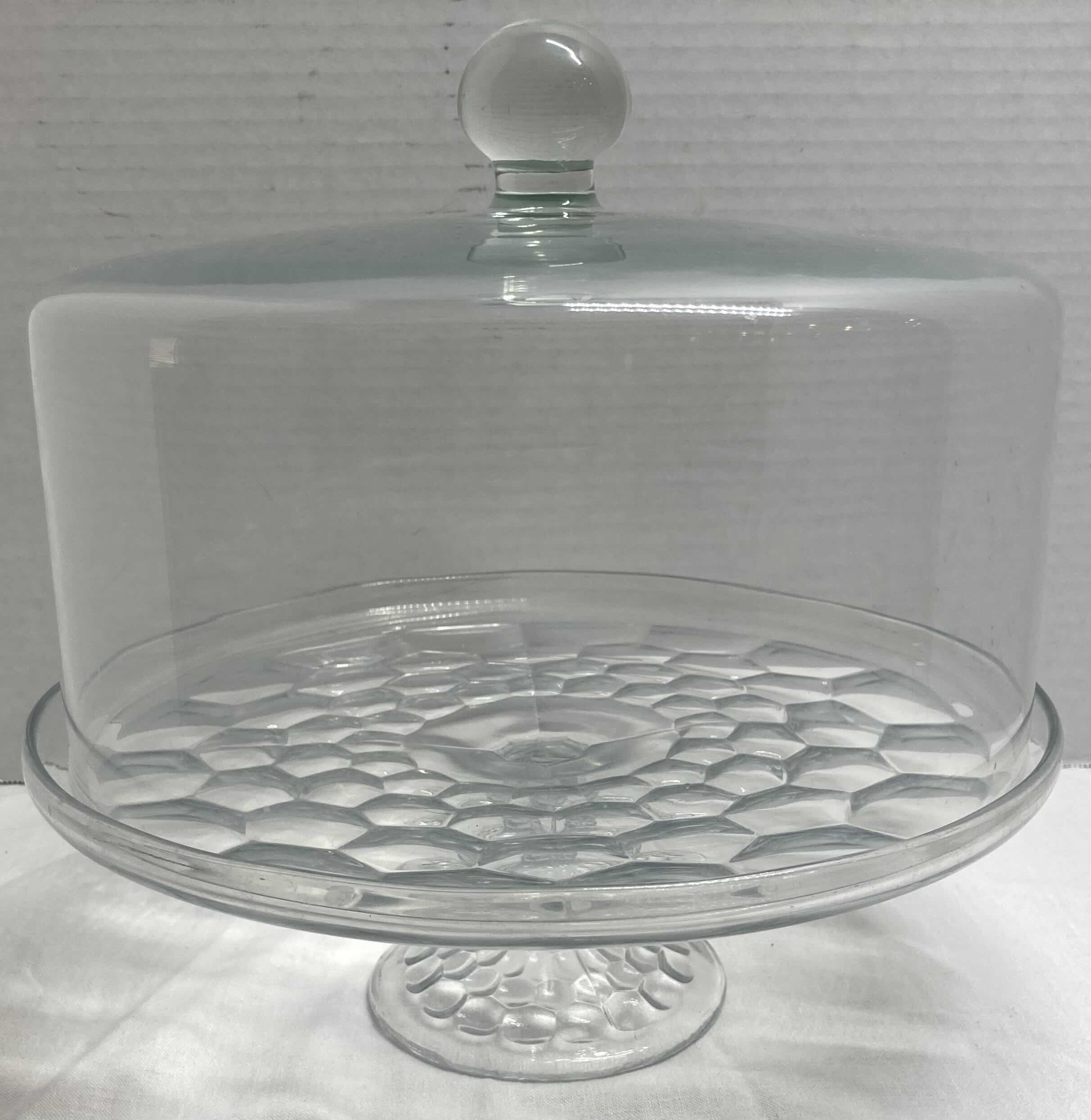 Photo 1 of CLEAR GLASS CAKE STAND W DOME COVER 11” X 11” H11.5”