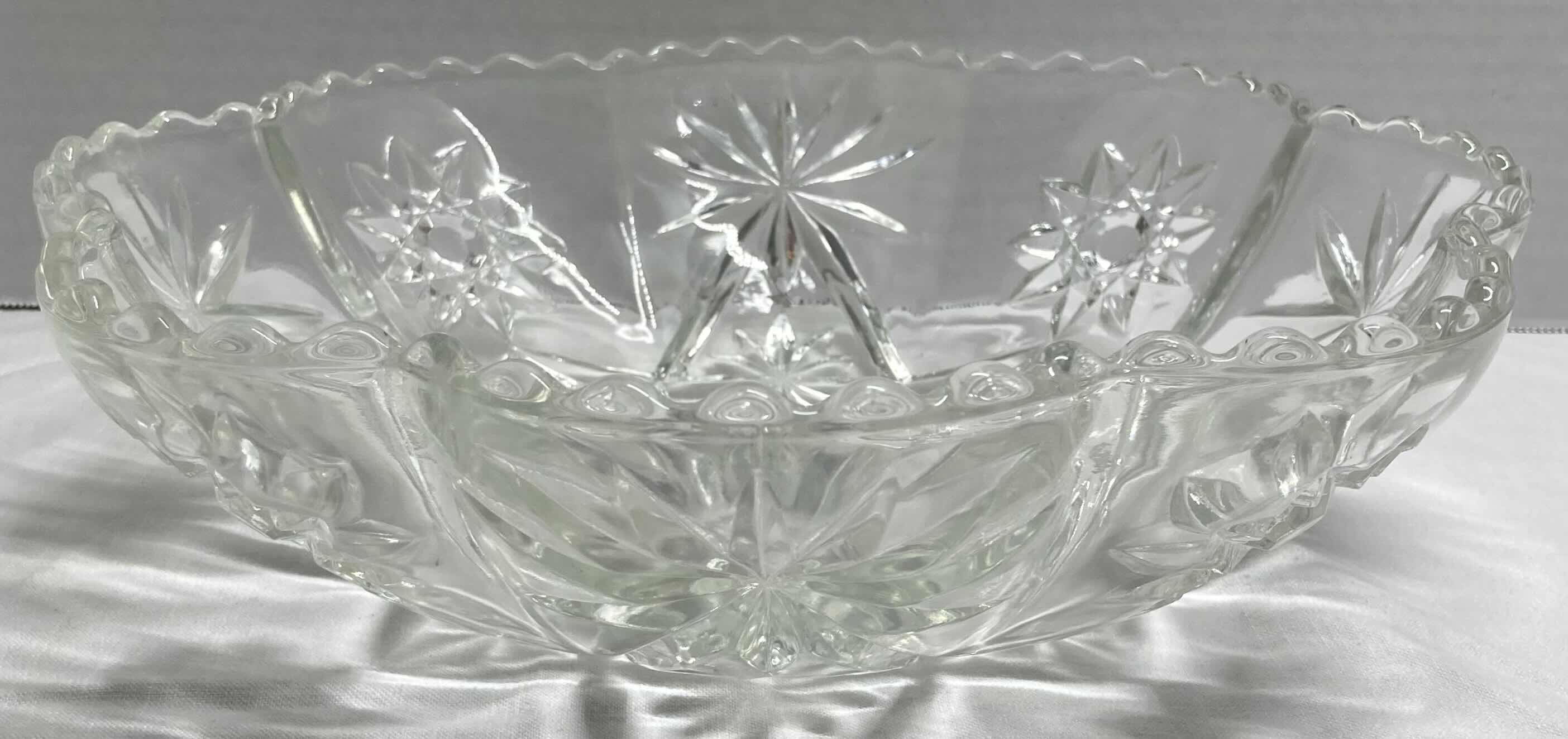 Photo 2 of CLEAR GLASS PANELED BOWL & FOOTED BOWL 11.5” X 11.5” H3.5” & 9.75” X 9.75” H5.5”