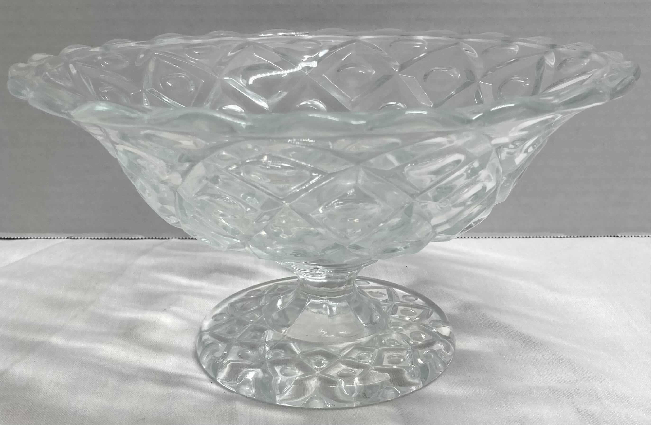 Photo 3 of CLEAR GLASS PANELED BOWL & FOOTED BOWL 11.5” X 11.5” H3.5” & 9.75” X 9.75” H5.5”