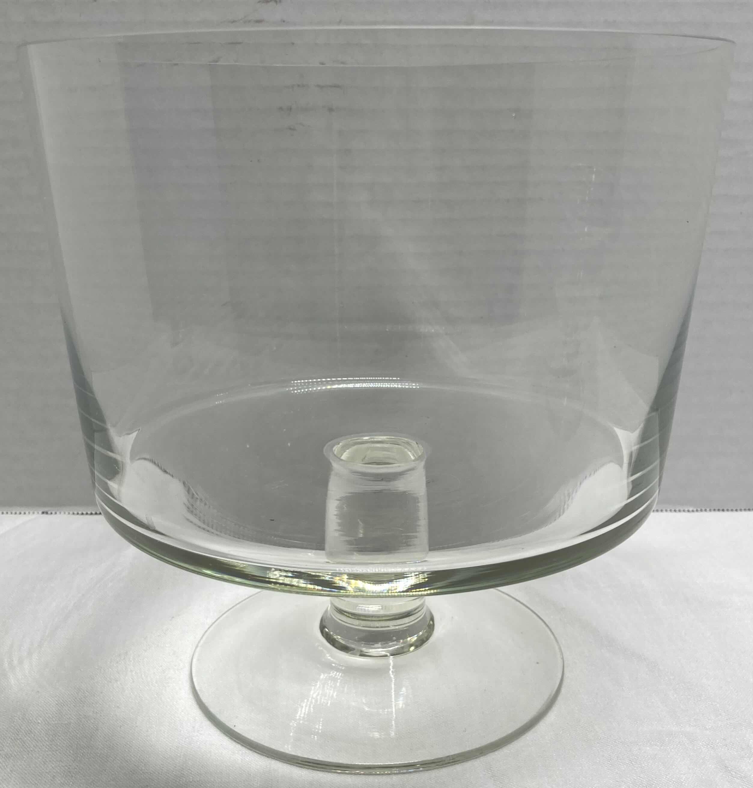 Photo 2 of CLEAR GLASS PEDESTAL BOWLS 8.5” X 8.5” H8.5” & 6” X 6” H4.5”